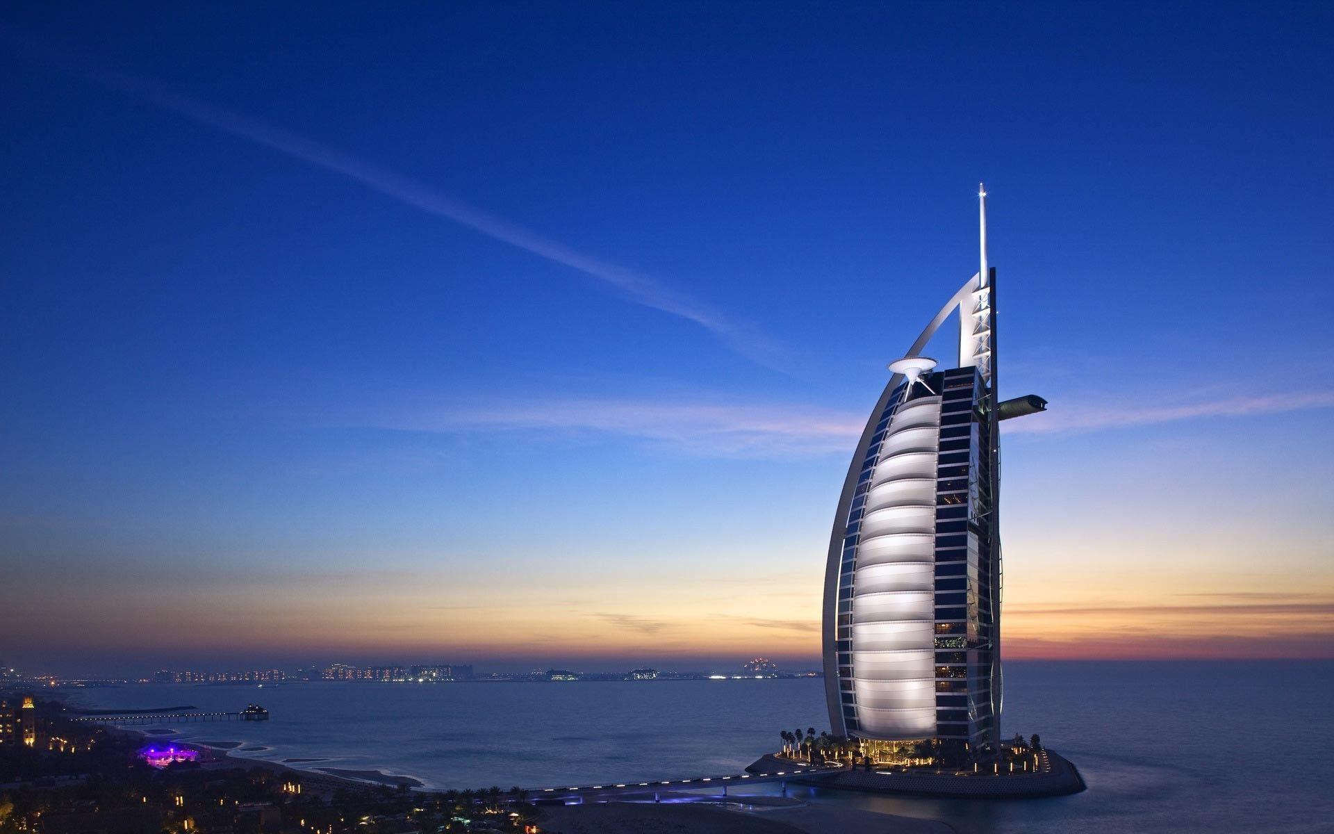 Burj Al Arab Cityscapes Dubai Sunset United Arab Emir