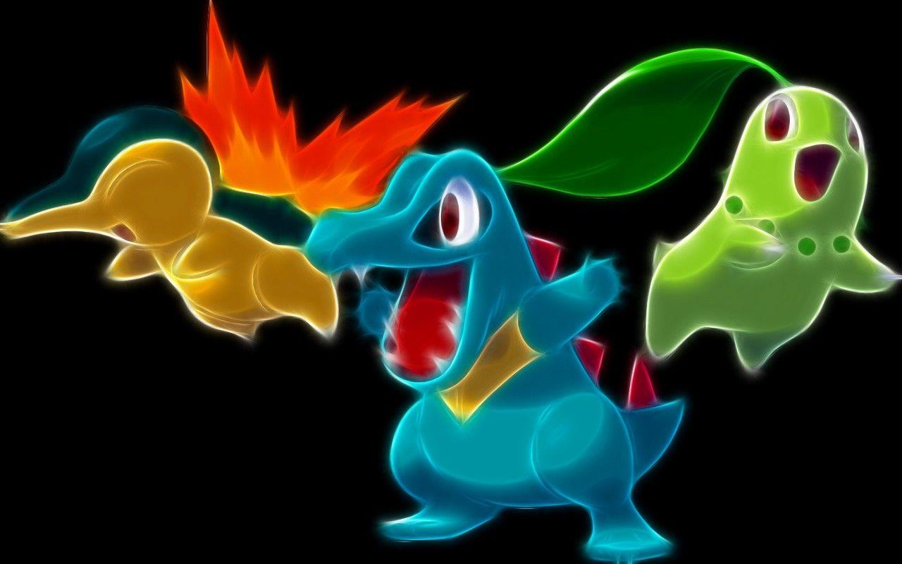 pokemon totodile cyndaquil chikorita black backgrounds