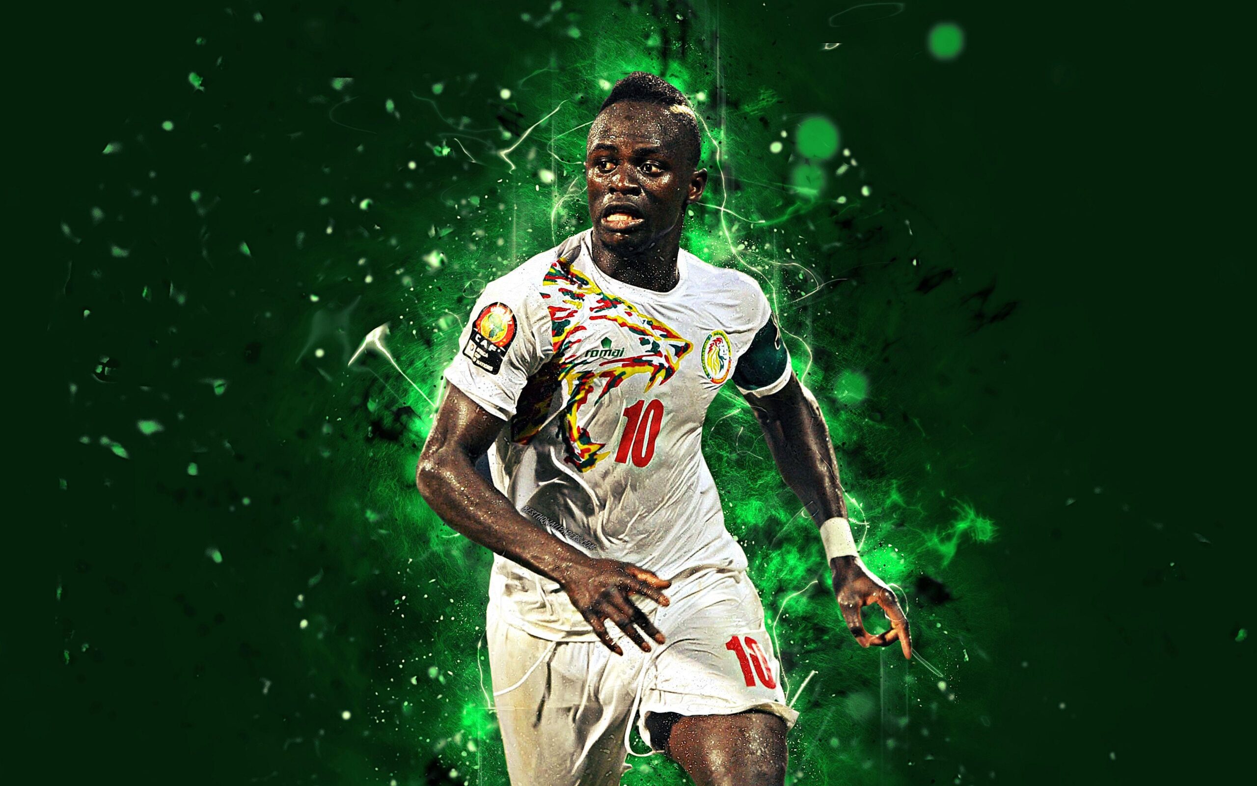 Download wallpapers 4k, Sadio Mane, abstract art, Senegal National