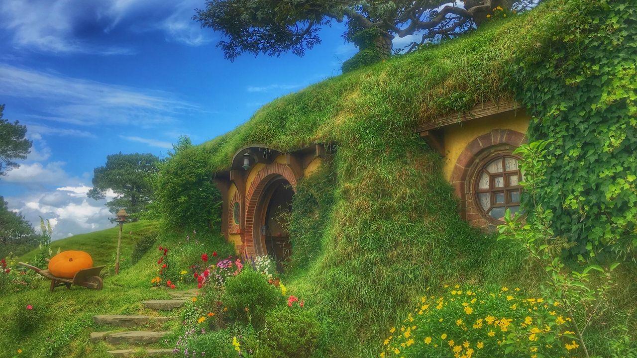 Wallpapers hobbiton movie set, forest house, fabulous, new zealand hd