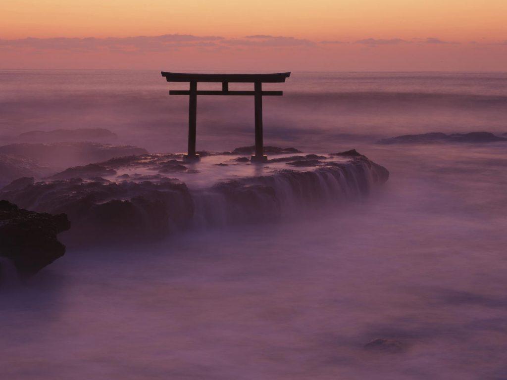 Torii Gate Oarai Coast Ibaraki Kanto Japan Wallpapers