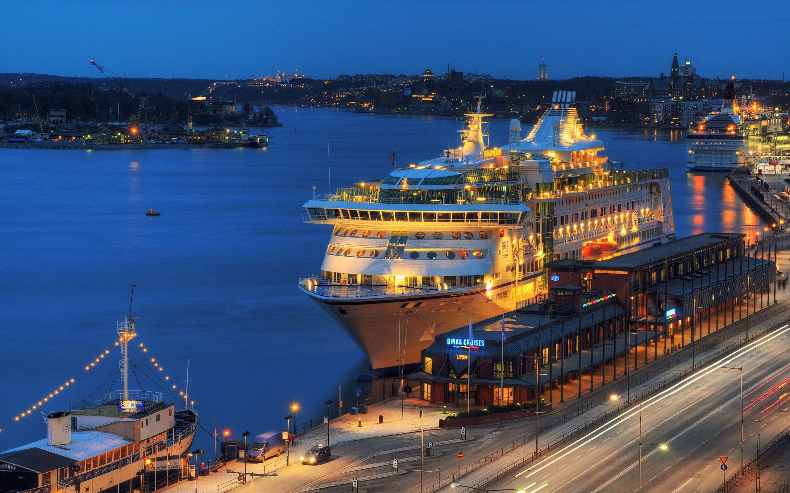 cityscapes, night, Stockholm, cruise ship, cities :: Wallpapers