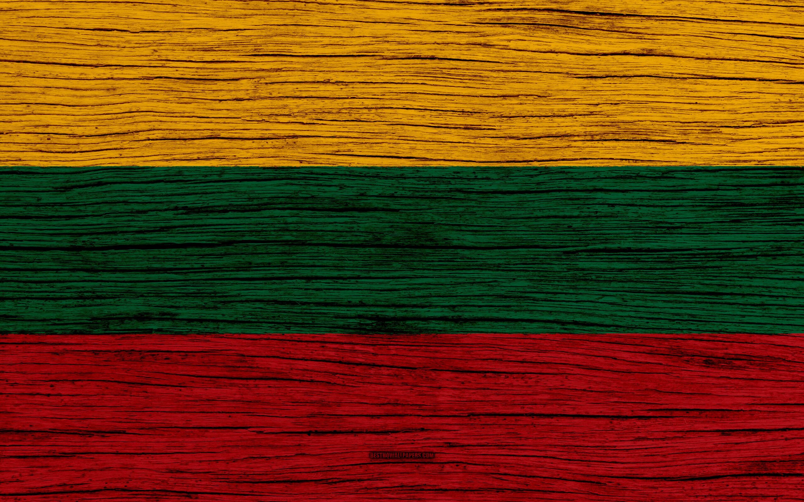 Download wallpapers Flag of Lithuania, 4k, Europe, wooden texture