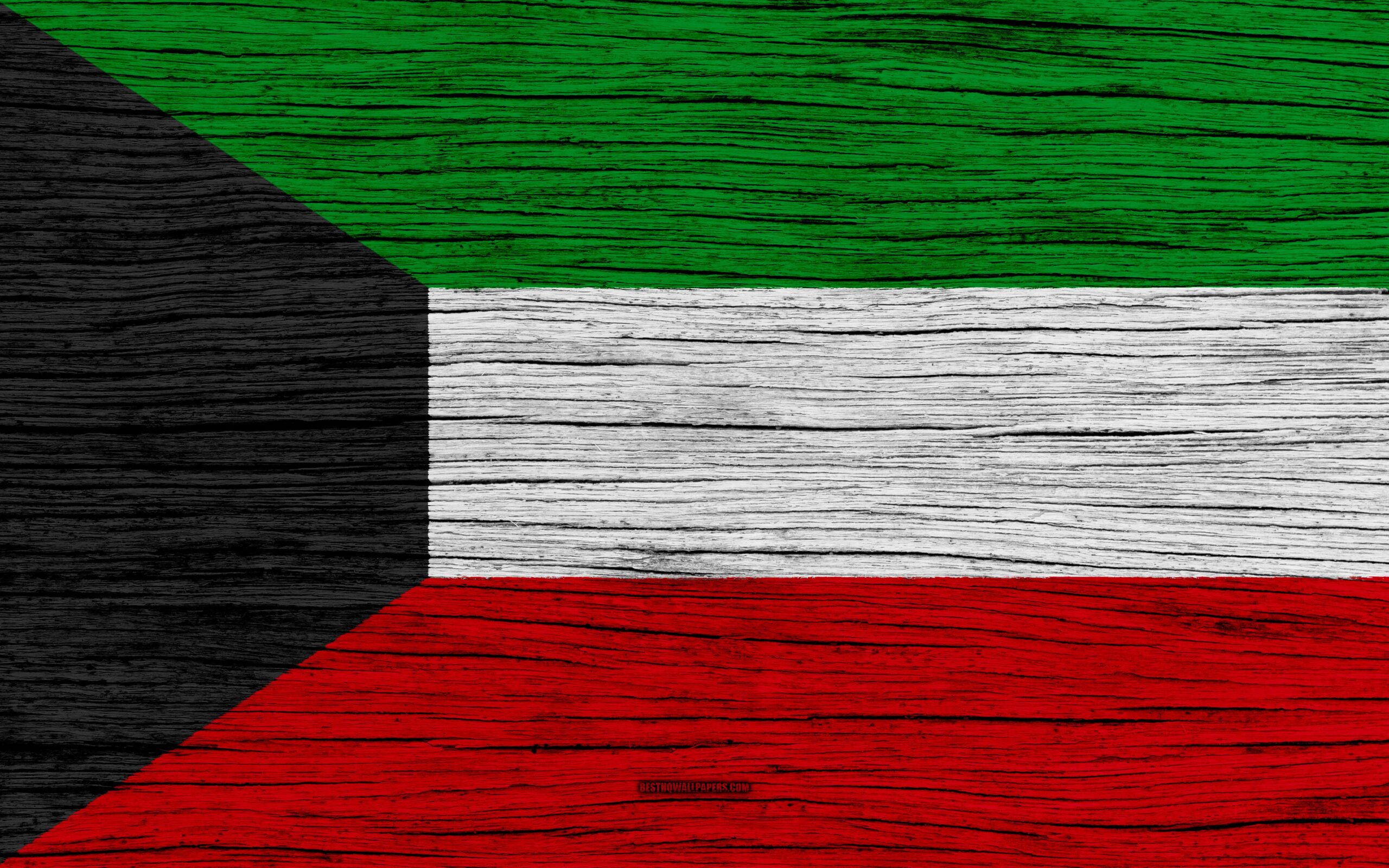 Download wallpapers Flag of Kuwait, 4k, Asia, wooden texture, Kuwait