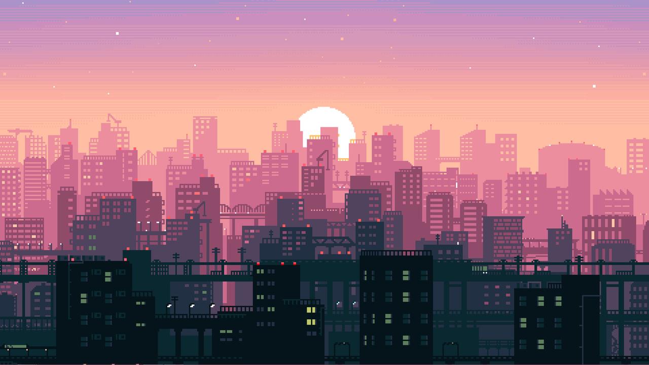 8 Bit Pixel Art City 720P HD 4k Wallpapers, Image