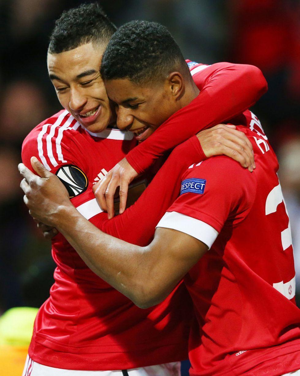 Marcus Rashford celebrates scoring Manchester United’s second goal