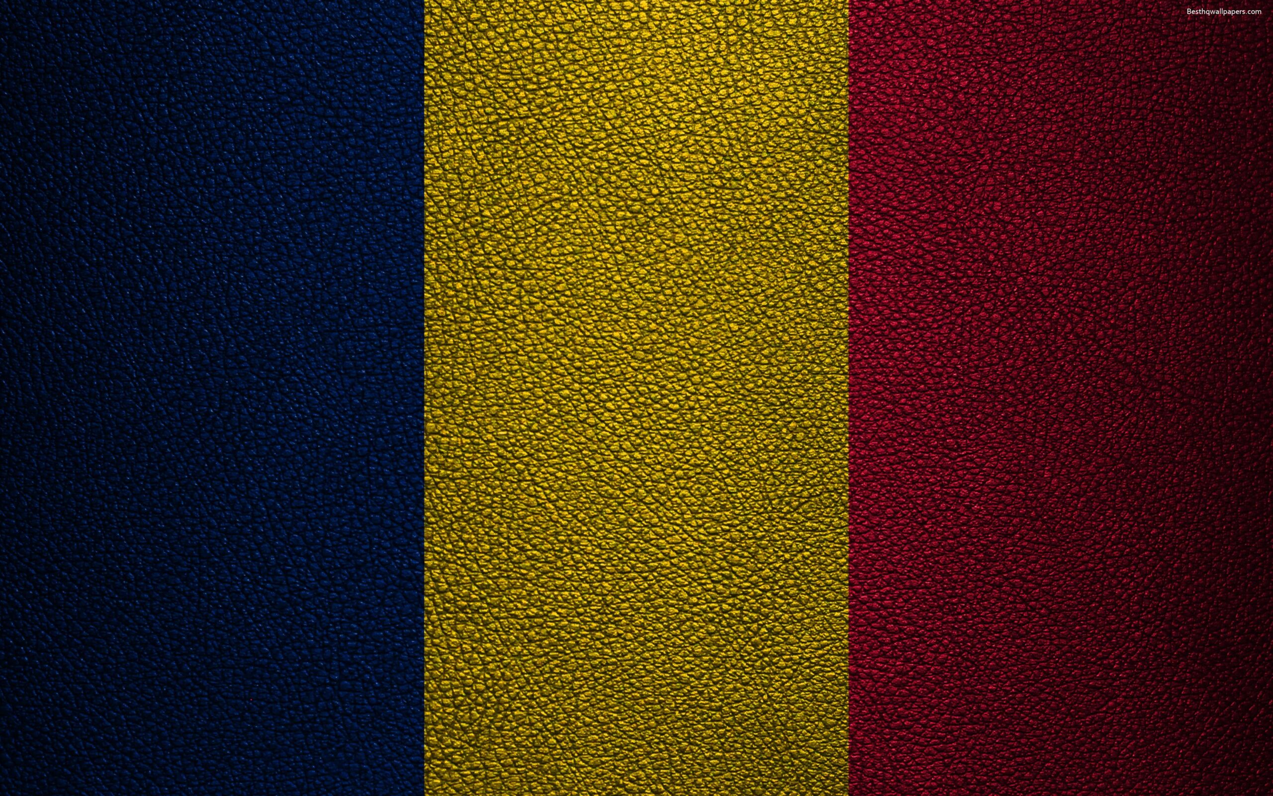 Download wallpapers Flag of Chad, Africa, 4k, leather texture, Chad