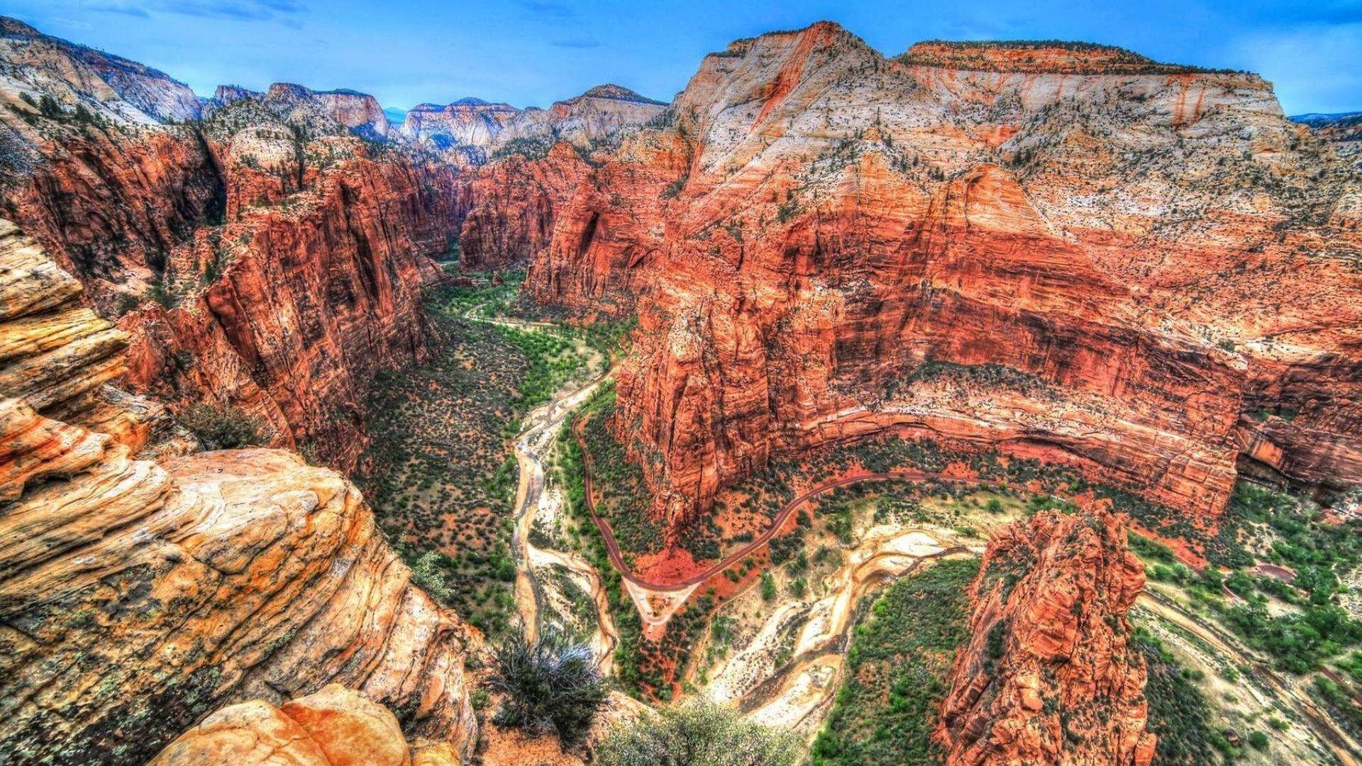 Nature Zion National Park Grand Canyon Mountains Of Red Rock, Blue