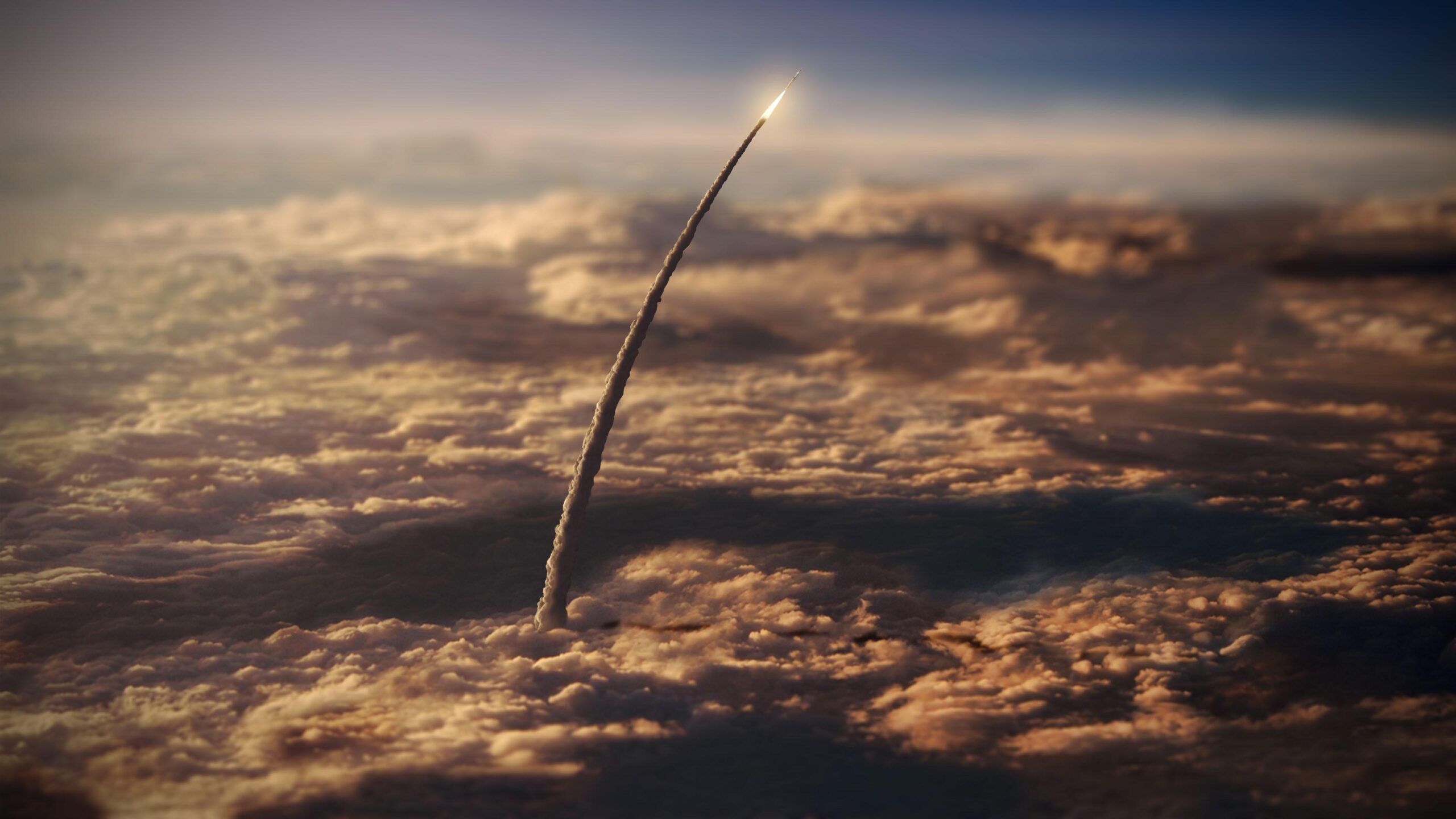 smoke, launch, rocket, clouds, tilt shift, NASA, space :: Wallpapers