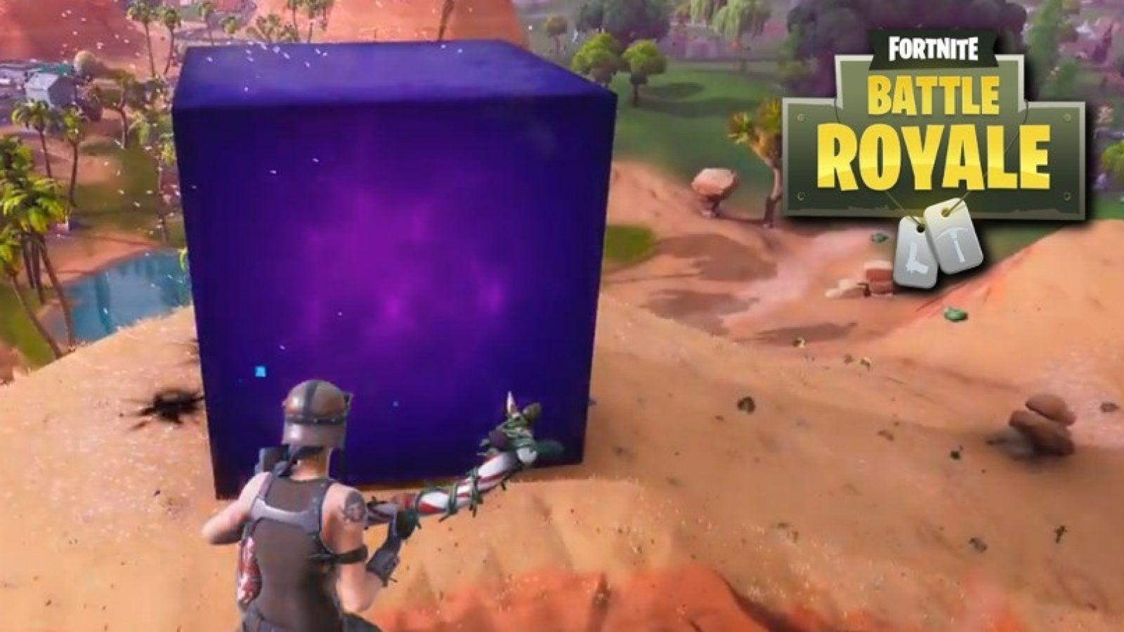 Giant Purple Cube Appears After Massive Lightning Strike in Fortnite