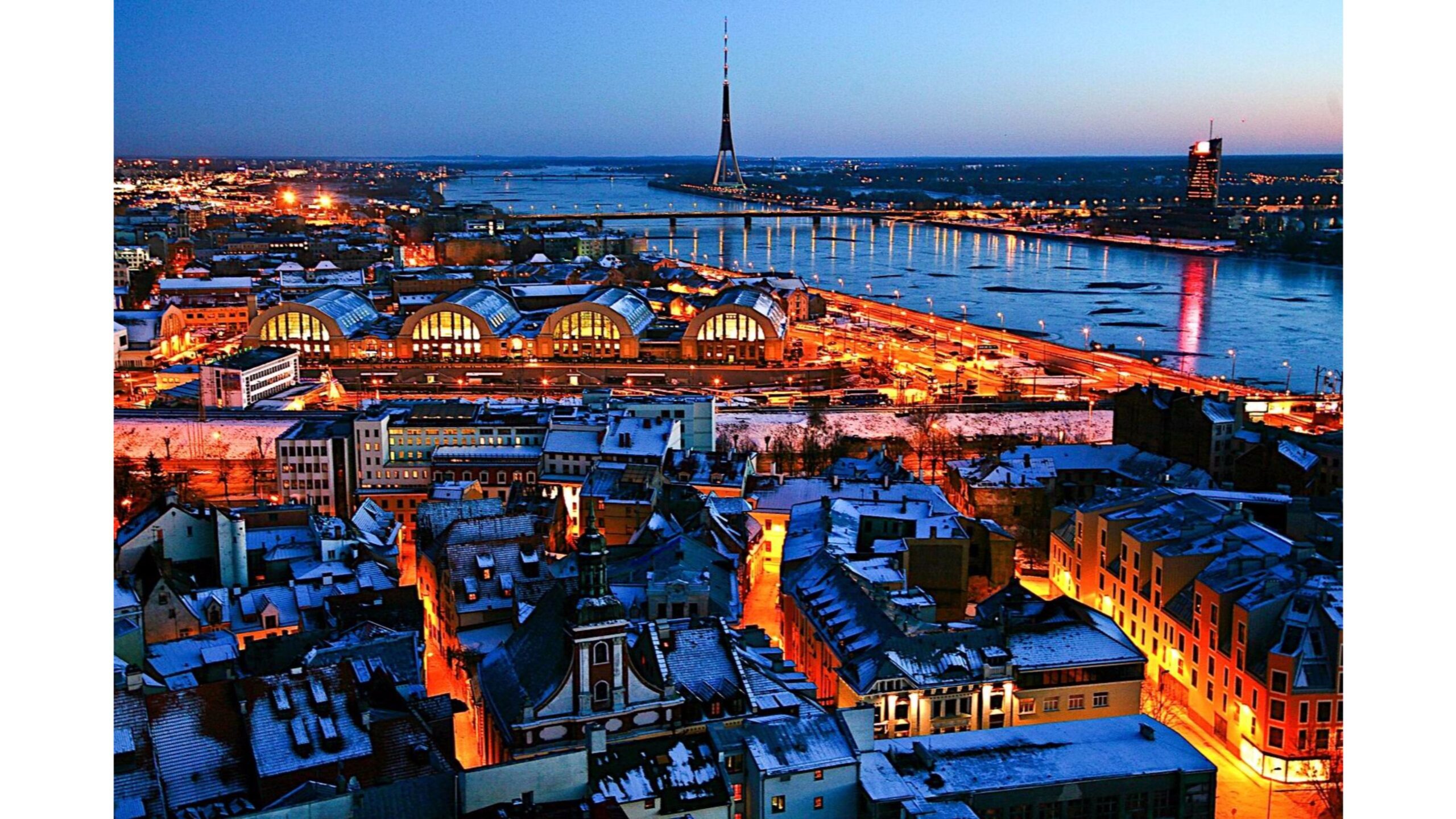 Night Lights Riga Latvia 4K Wallpapers