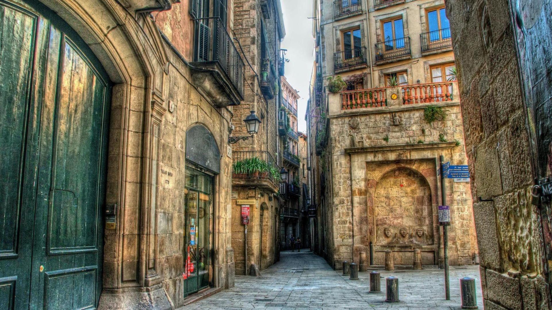 Other: Side Street Barcelona City Stones Doors Balconies Free