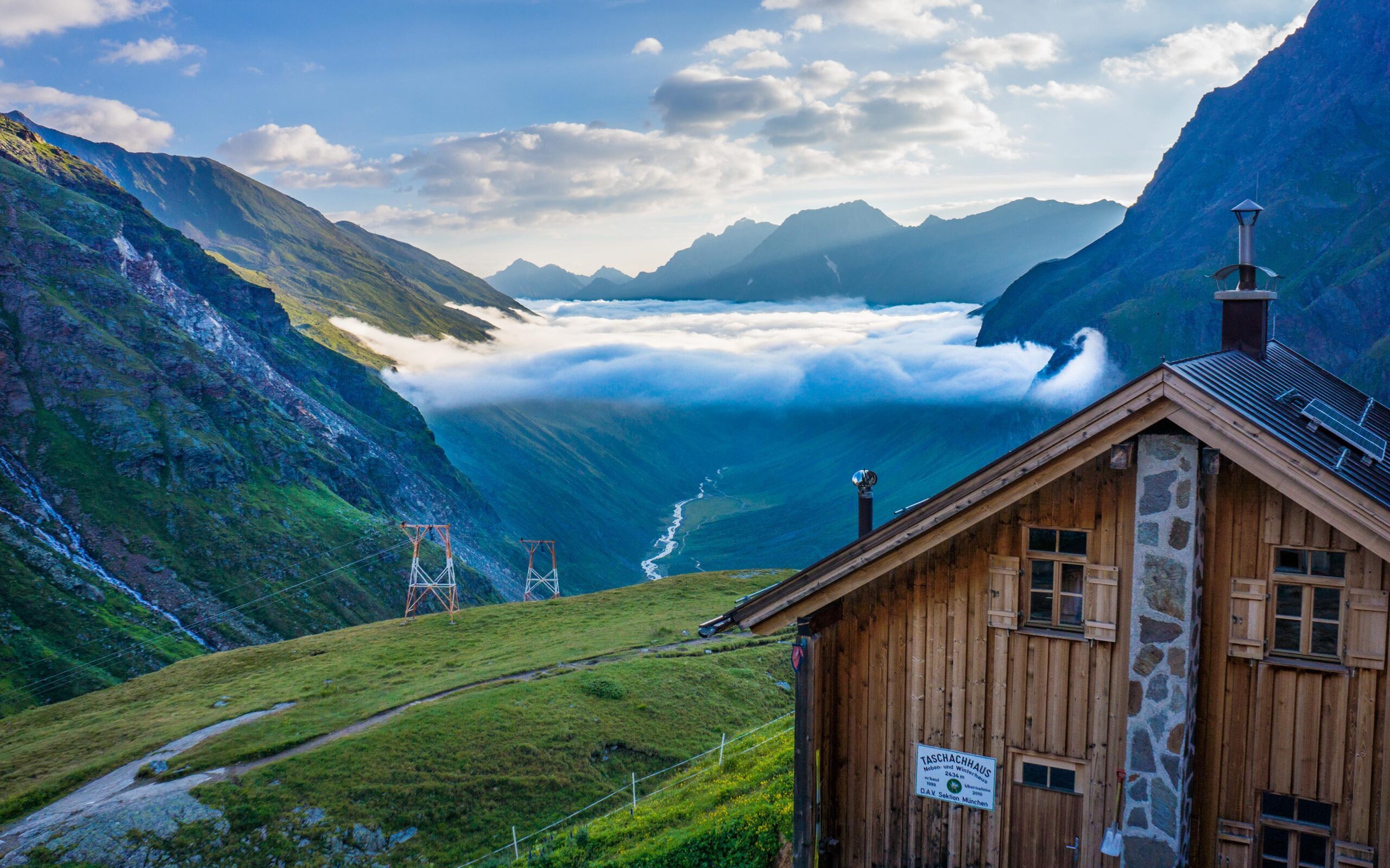 Wallpapers Pitztal valley, Sunrise, Taschachhaus, HD, Nature