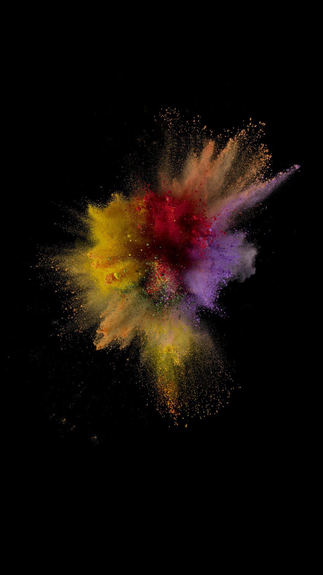 Colorful Dust Smoke Burst Explosion Art iOS9 Wallpapers