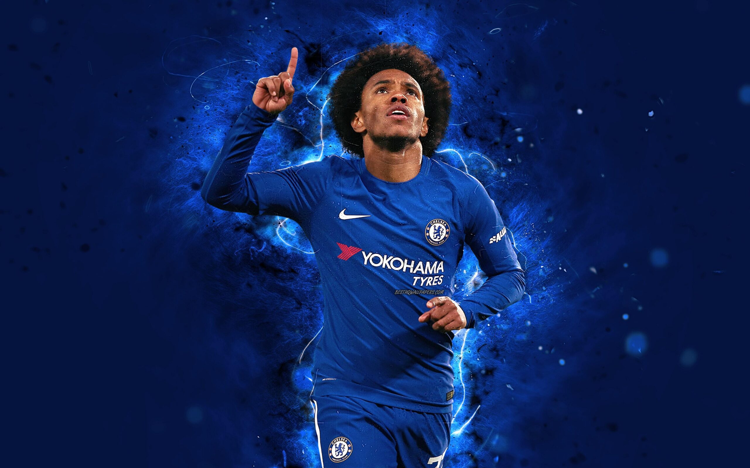 Download wallpapers 4k, Willian, abstract art, football stars