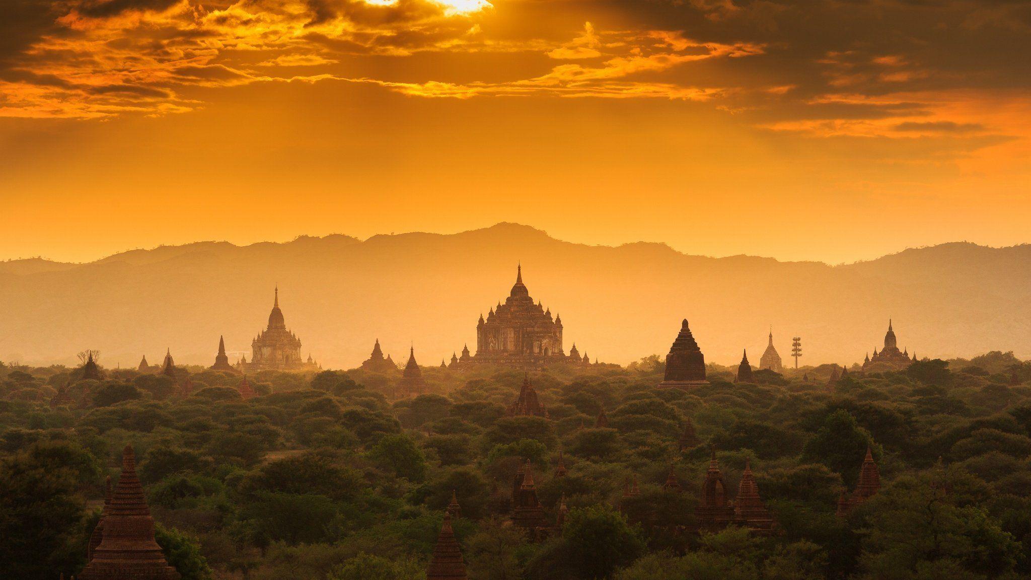 myanmar burma the lost town old architecture sunset forest temple