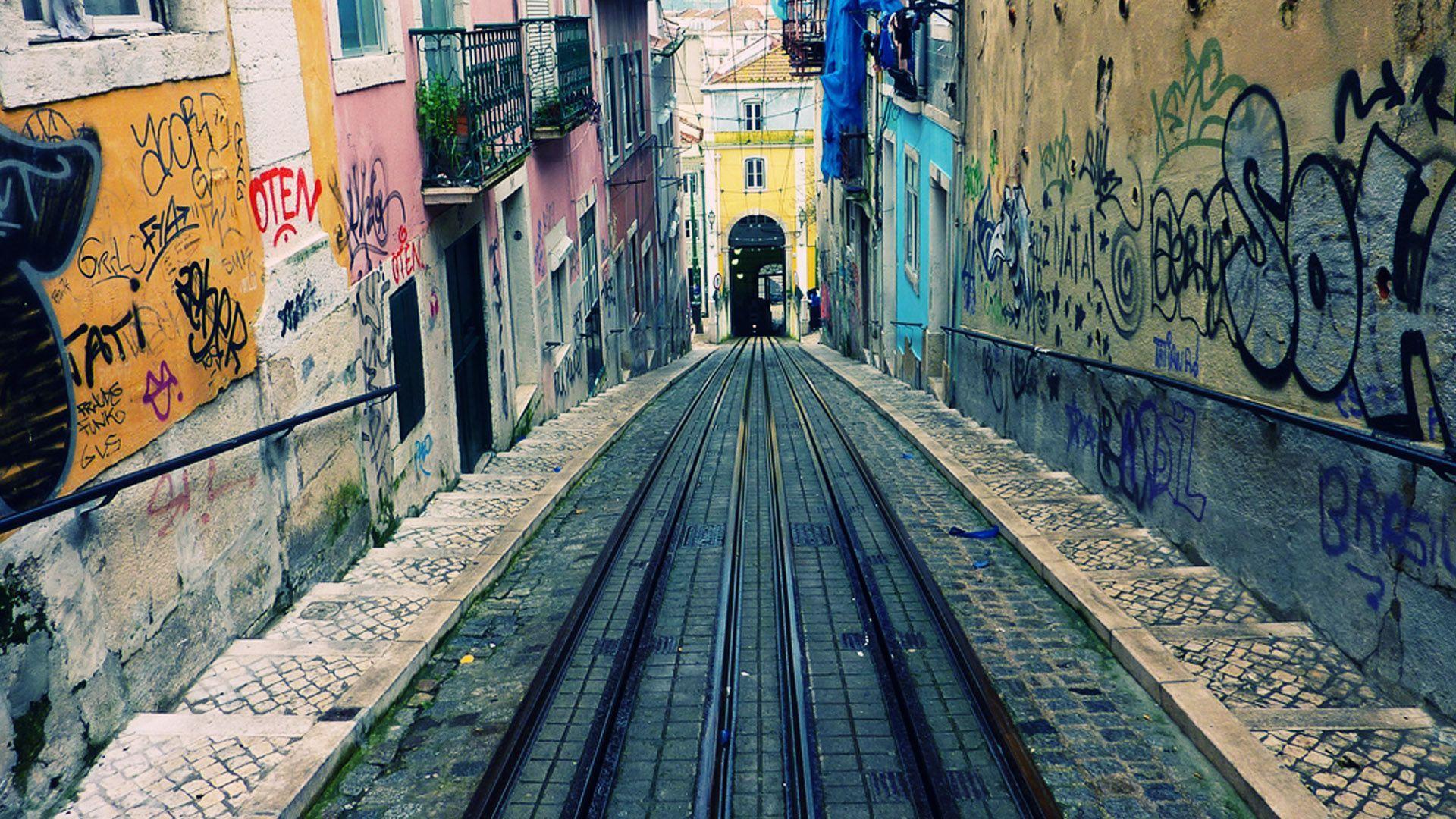 Narrow street in Lisbon wallpapers and image