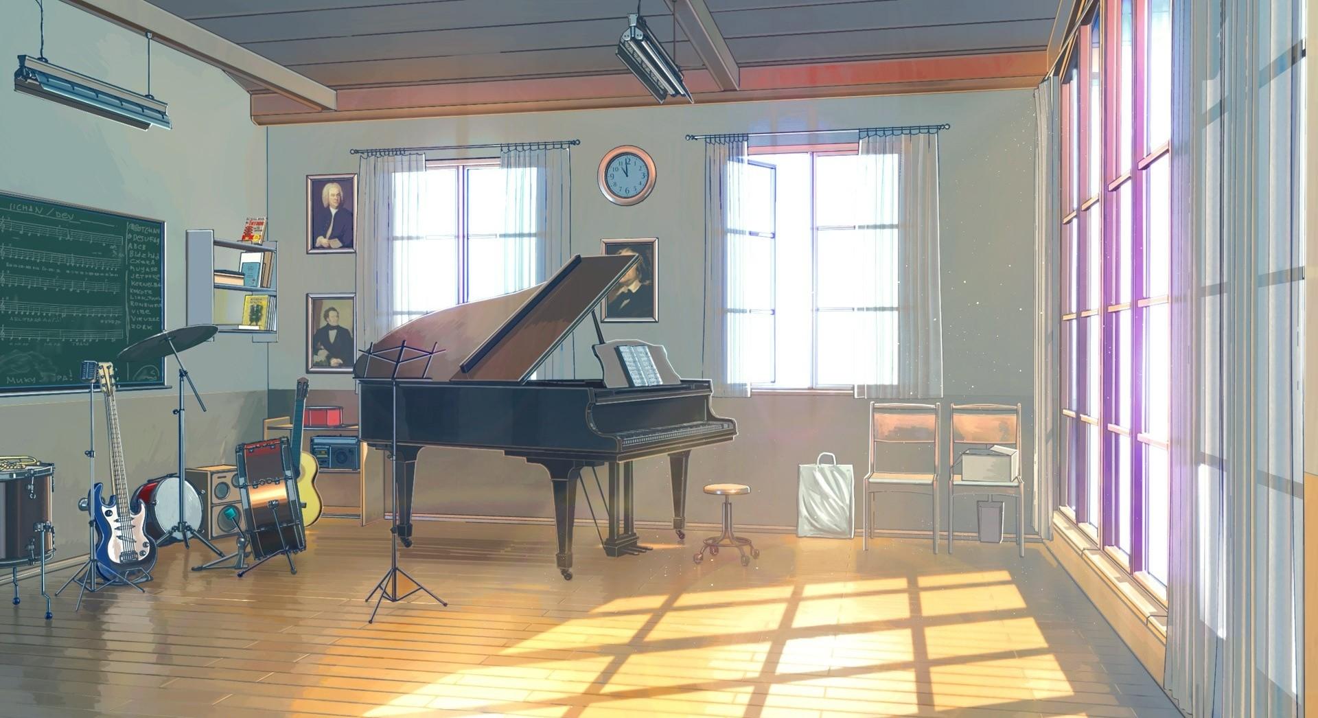 Download Anime Classroom, Piano, Instruments, Sunlight