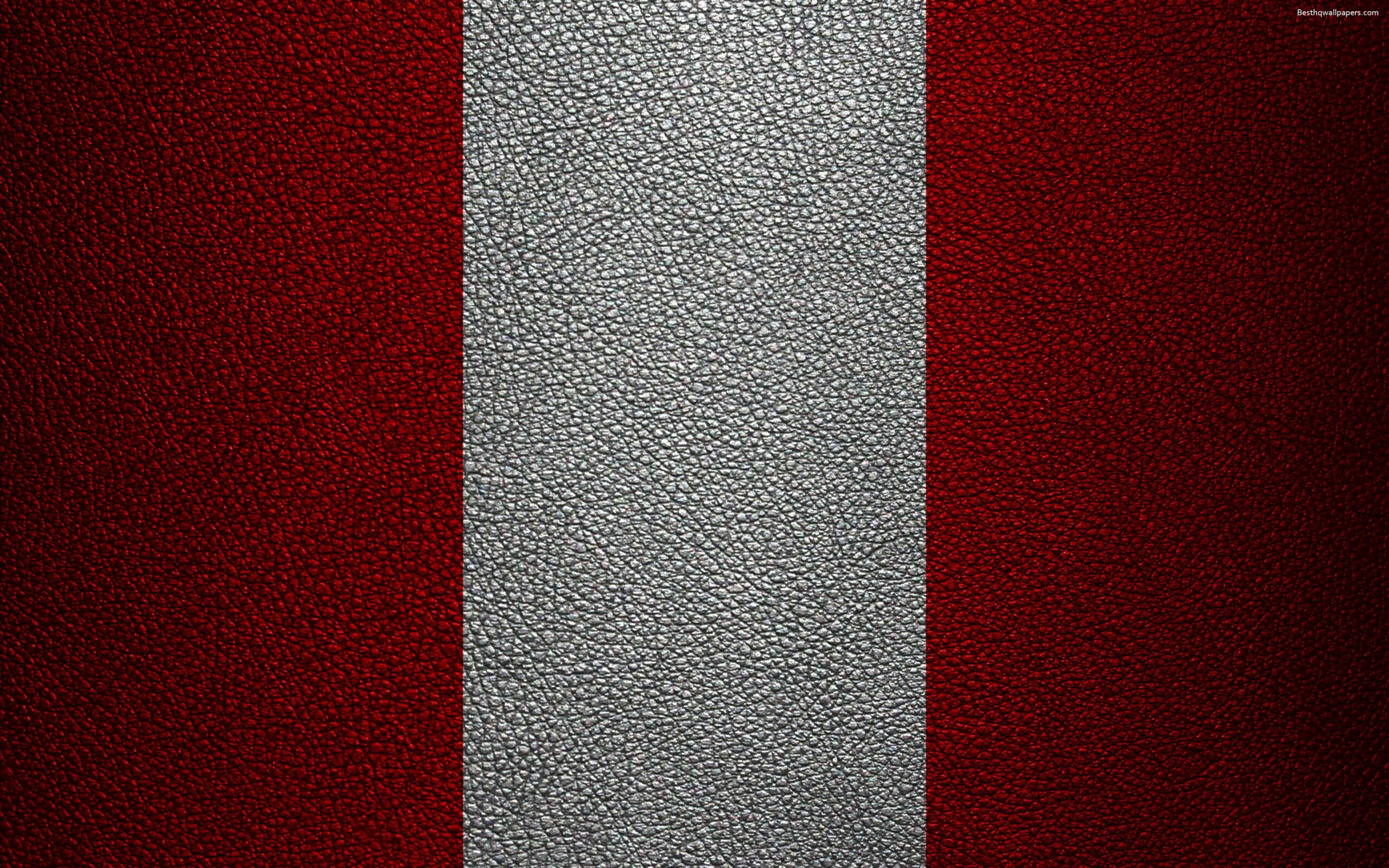 Download wallpapers Flag of Peru, 4k, leather texture, Peruvian flag