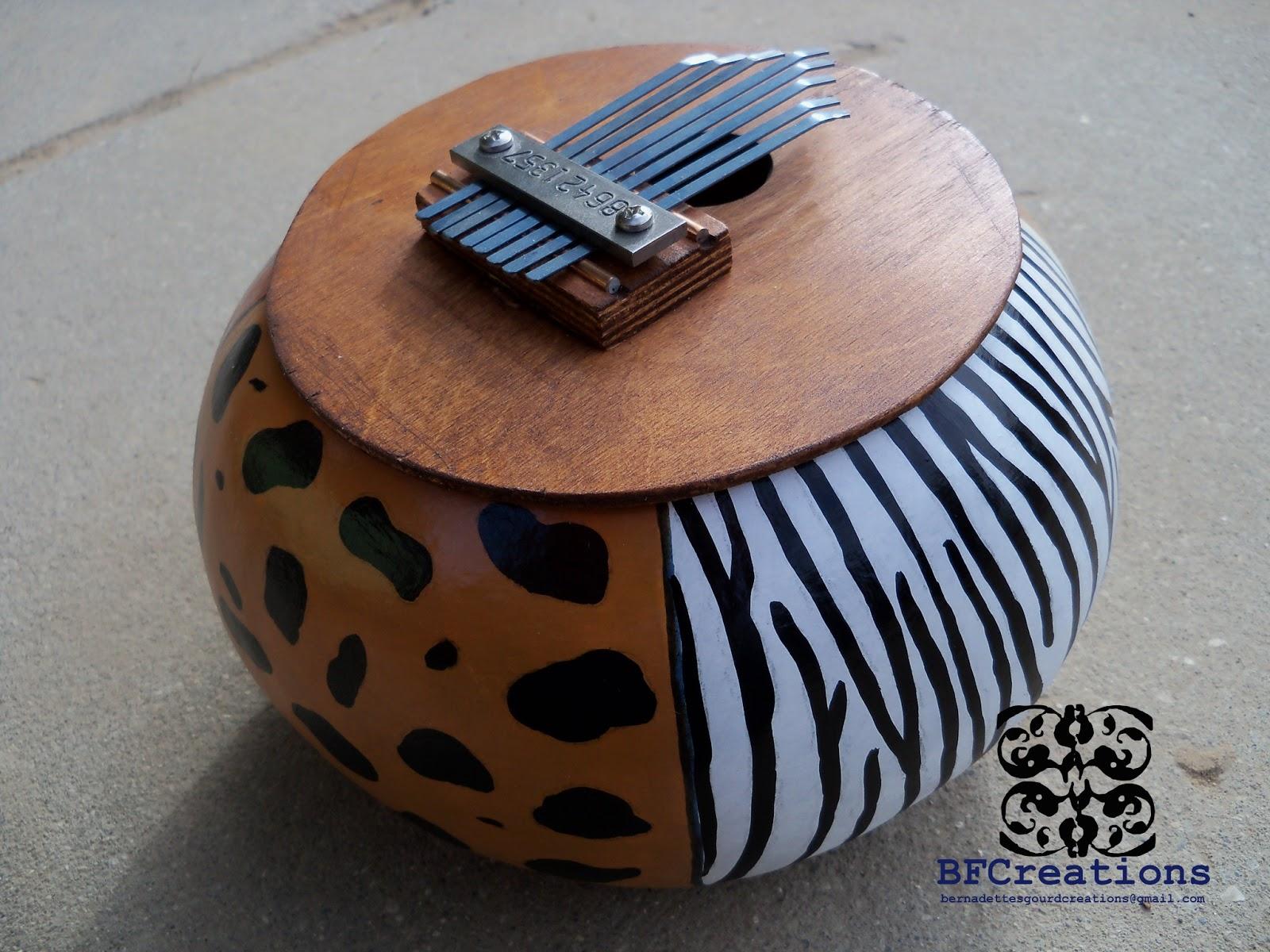 Bernadette’s Gourd Creations: Animal Skin Kalimba Instrument