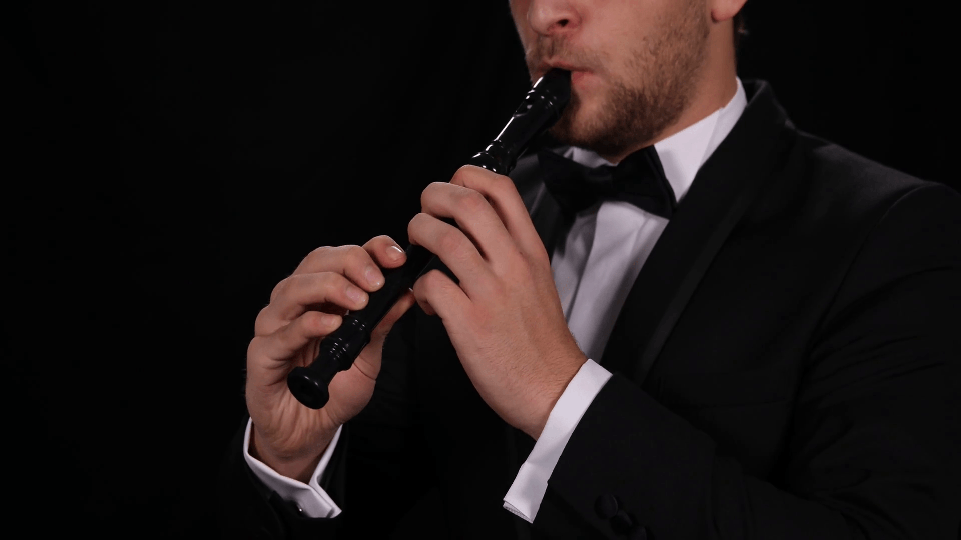 Portrait of Instrumentalist Musician Singing Flutist Playing