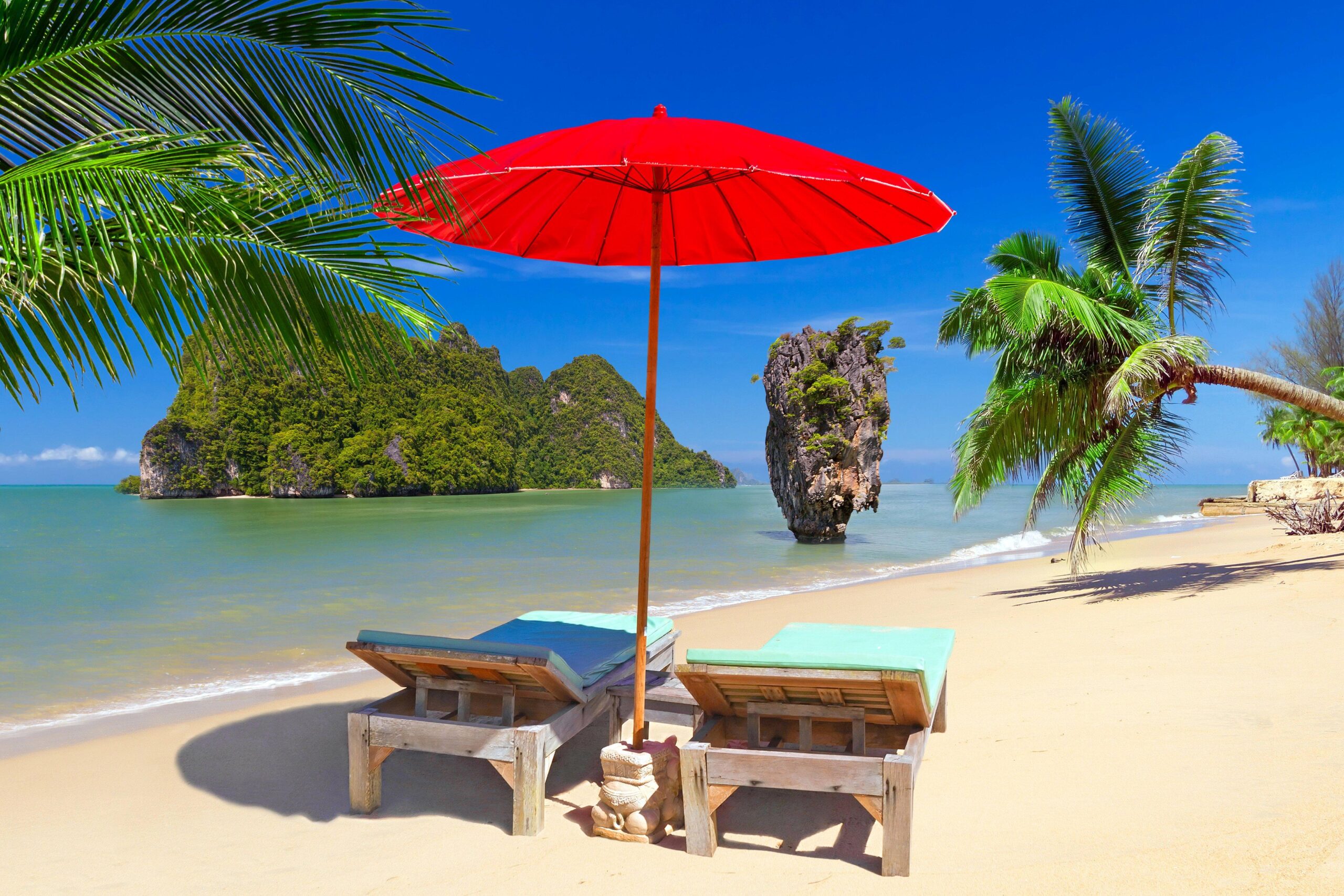 palma, nature, cool image, umbrella, peace, coast, sand,hd beach