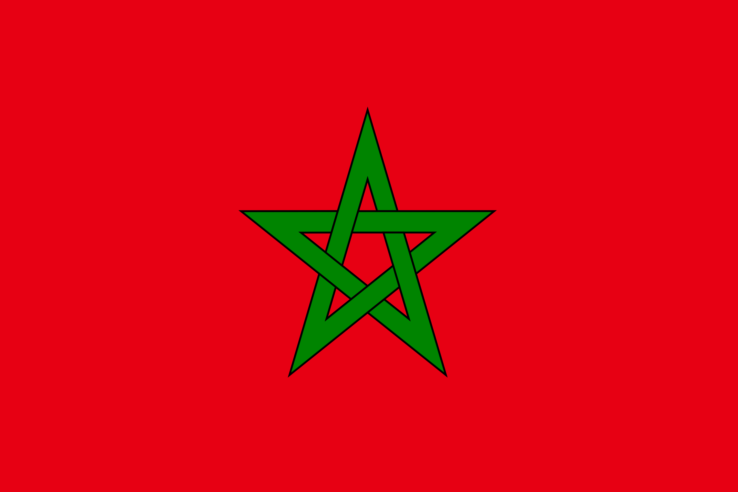 The flag of Morocco consists of a red base with a green outlined