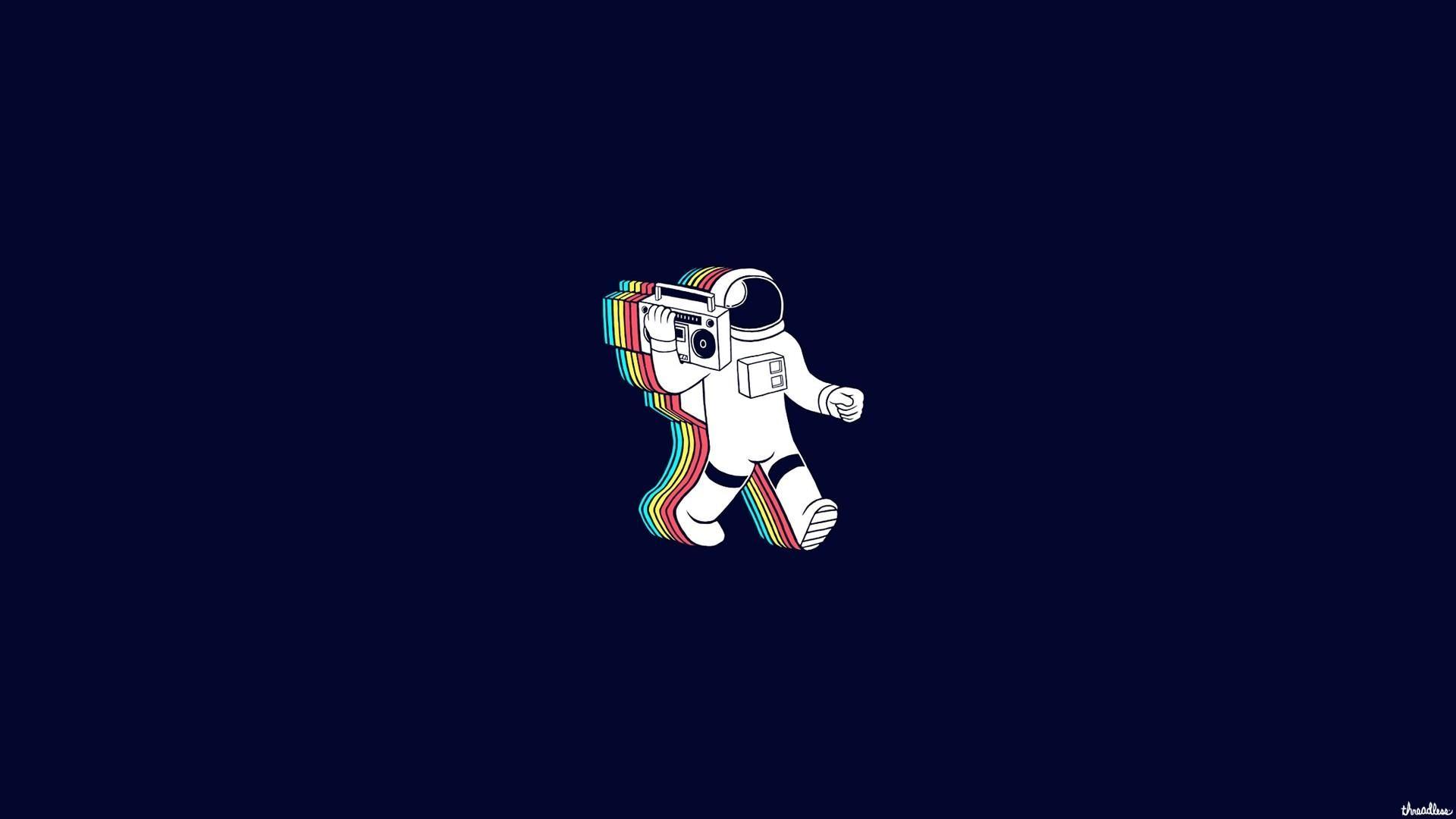 Boombox threadless astronauts blue backgrounds cosmonaut wallpapers