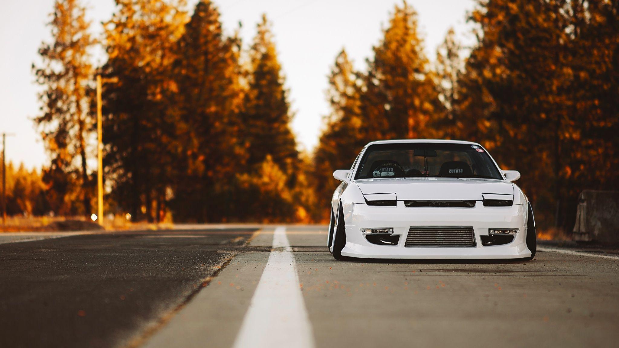 Wallpapers Nissan 240SX Stance White Cars Front