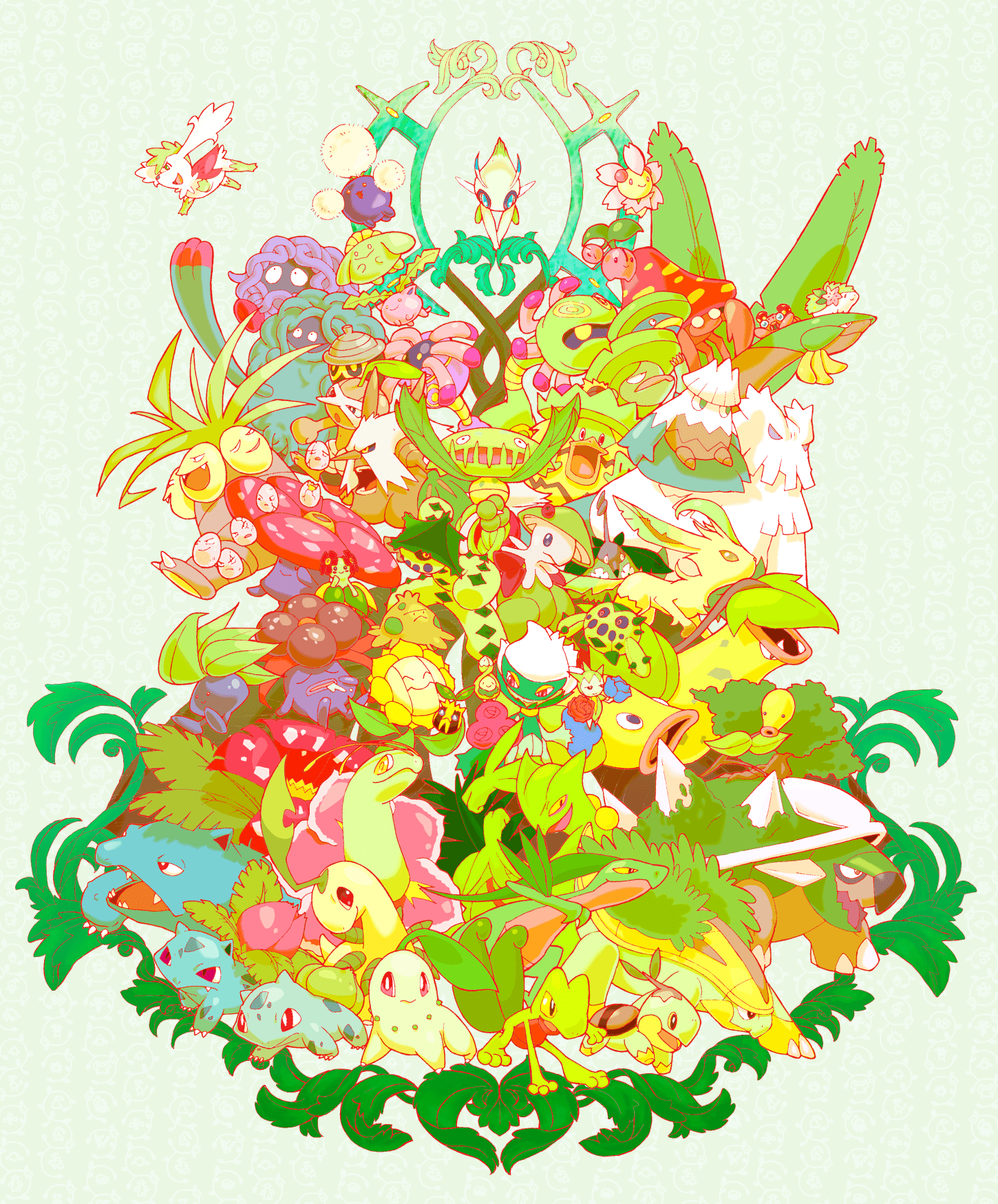 abomasnow arceus bayleef bellossom bellsprout breloom budew bug type