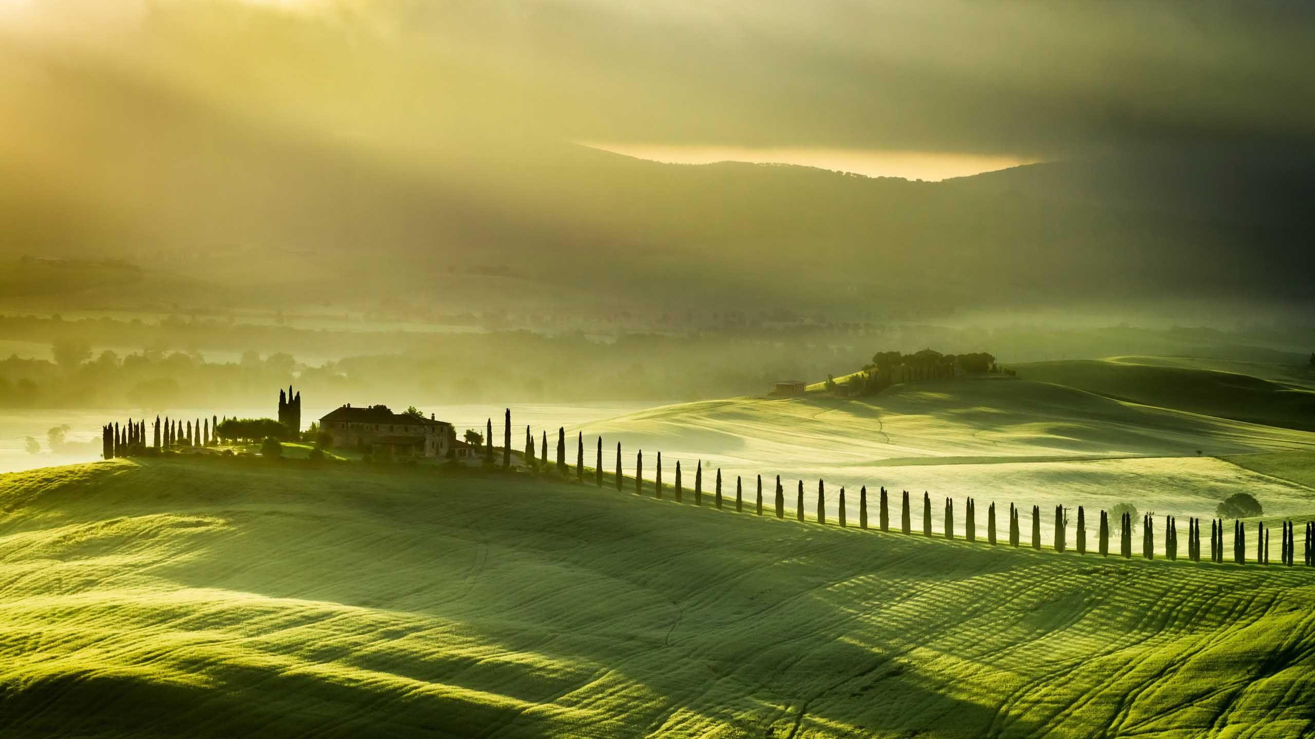 Landscape Tuscany Italy Green Farm Landscape Hills Backgrounds Image