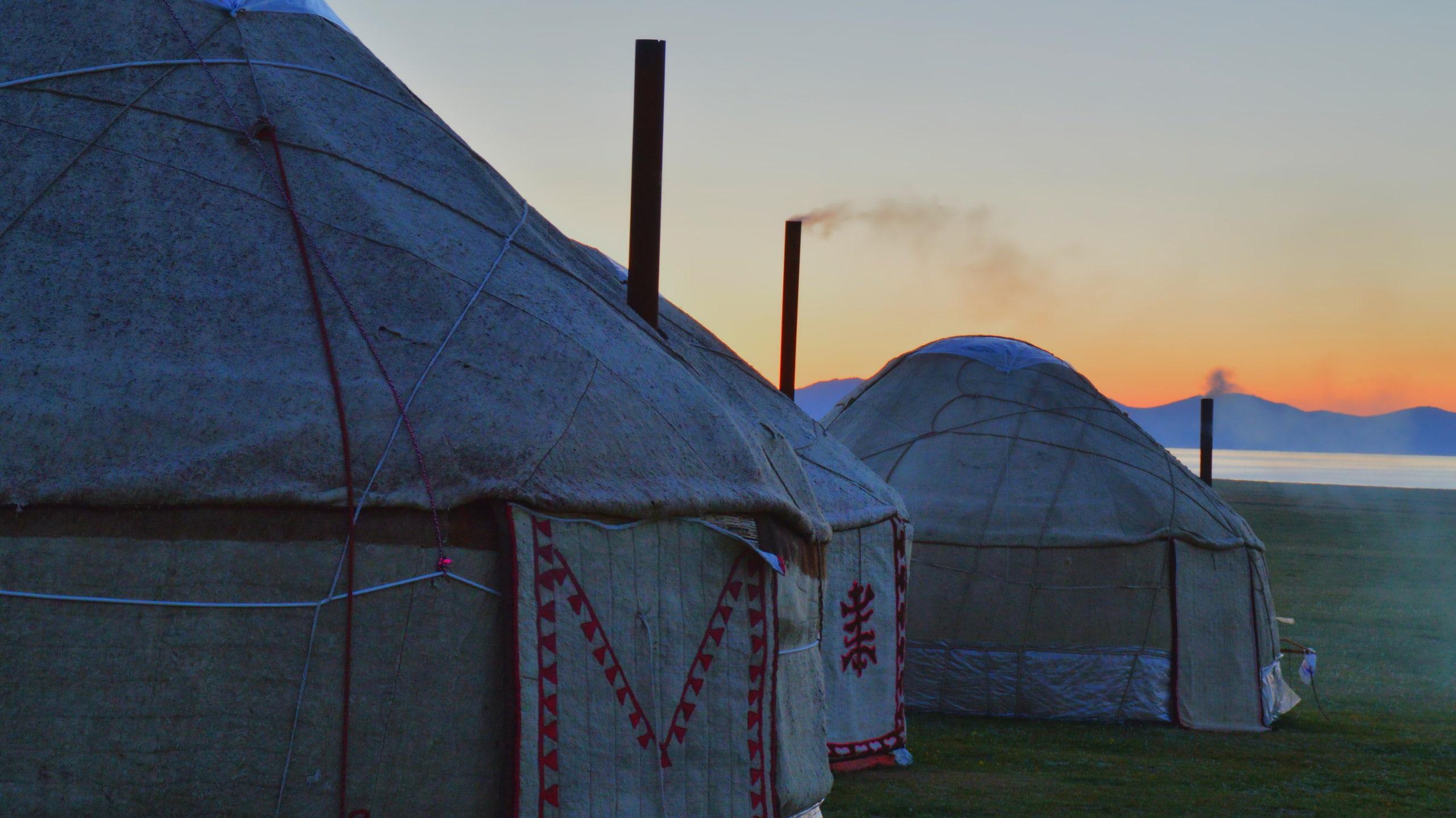 HD wallpaper: Kyrgyzstan, Song Kul, evening, chimneys