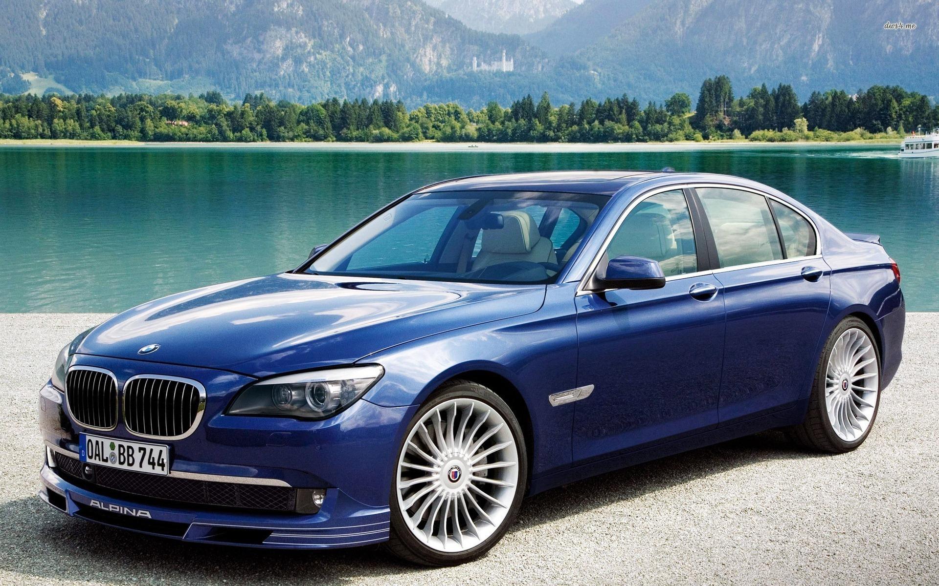 BMW Alpina B7 on the lake side wallpapers