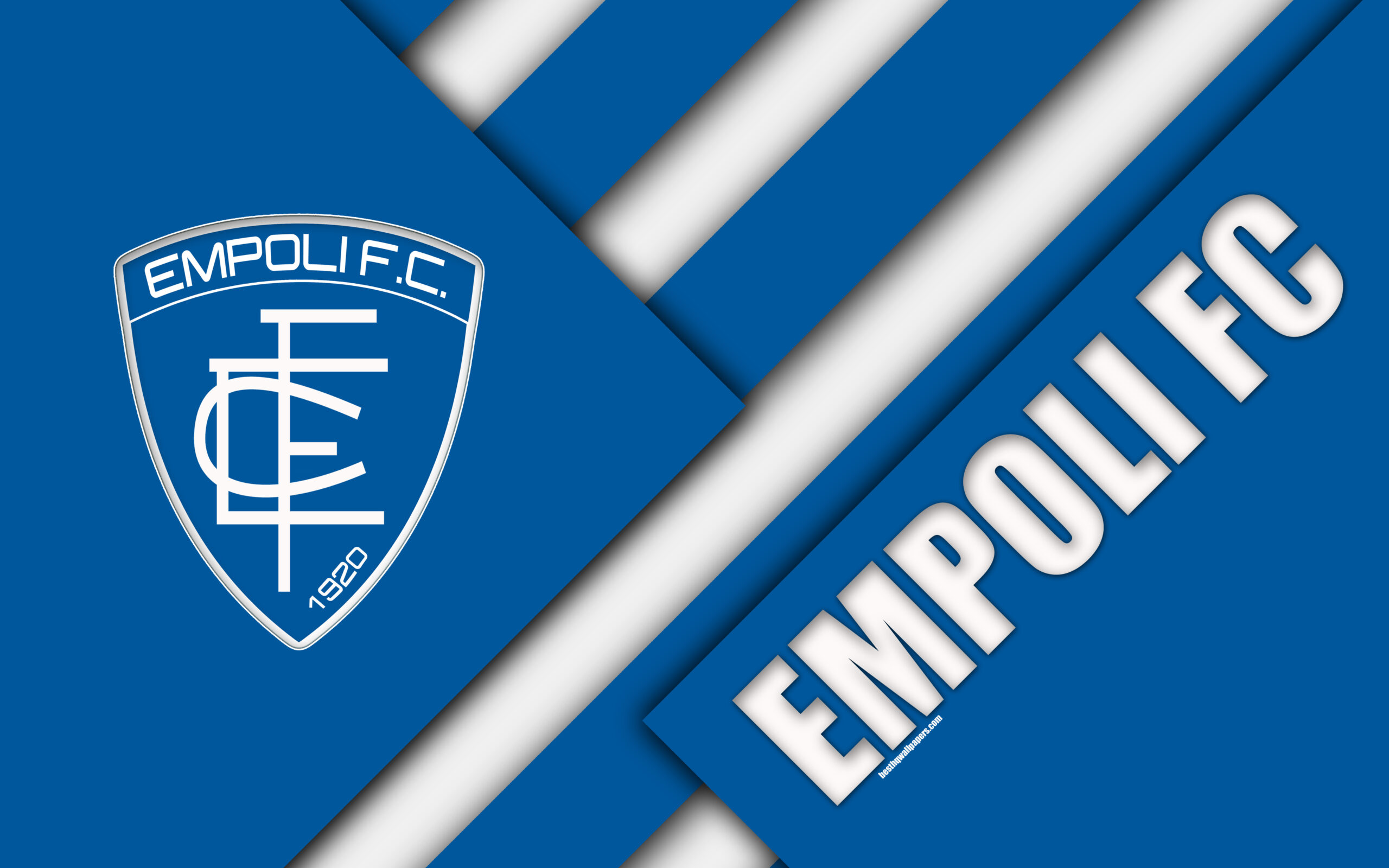 Download wallpapers Empoli FC, 4k, material design, logo, blue white