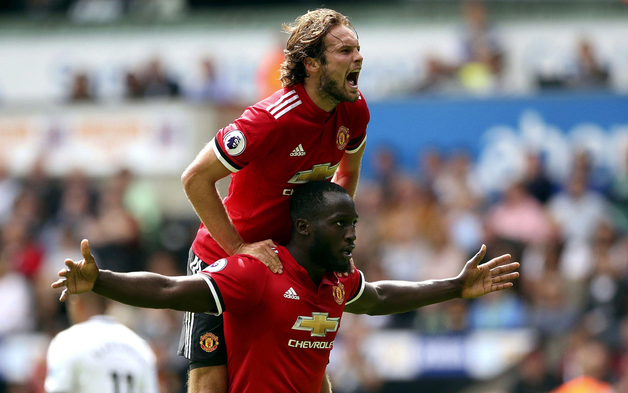 Download wallpapers Romelu Lukaku, Daley Blind, footballers, Premier