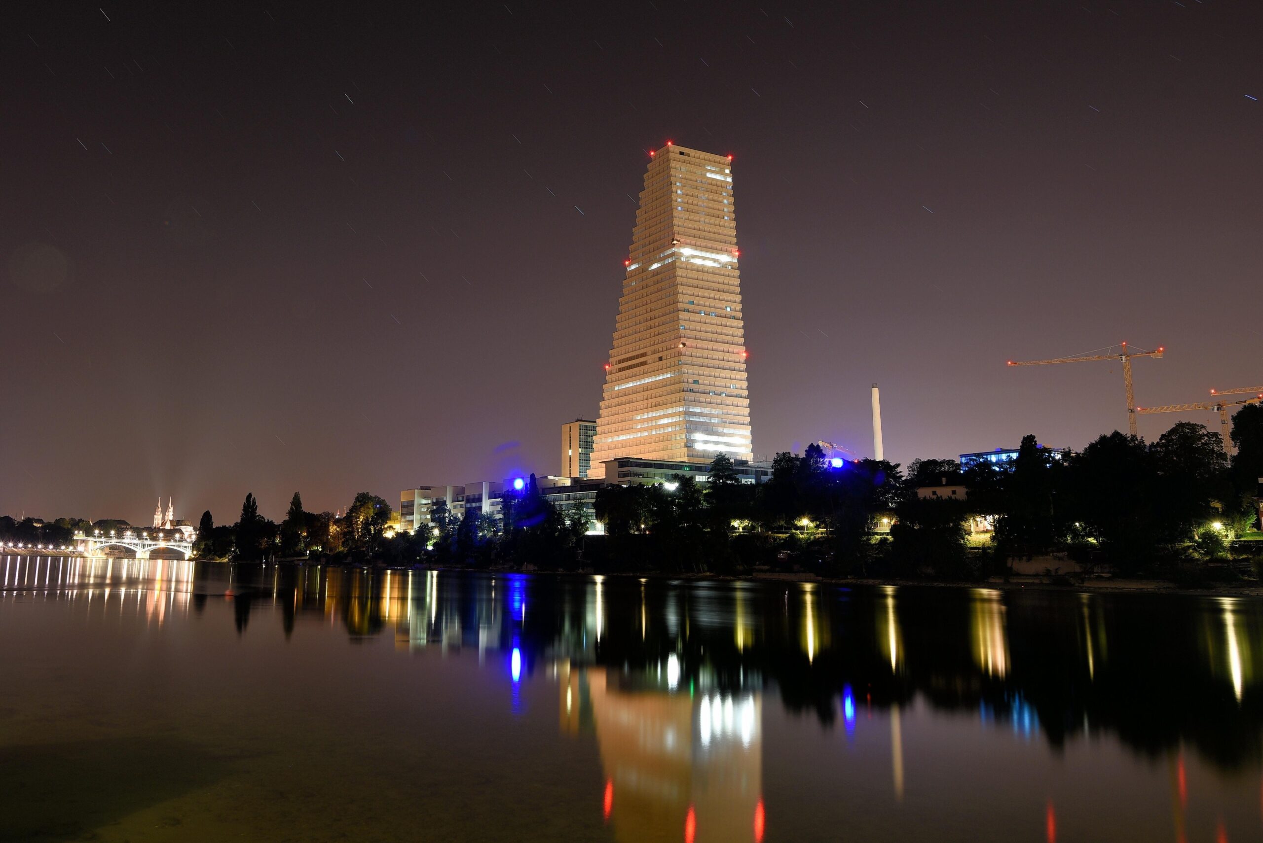 Basel, Tower, Buildings, Roche, architecture, reflection free image