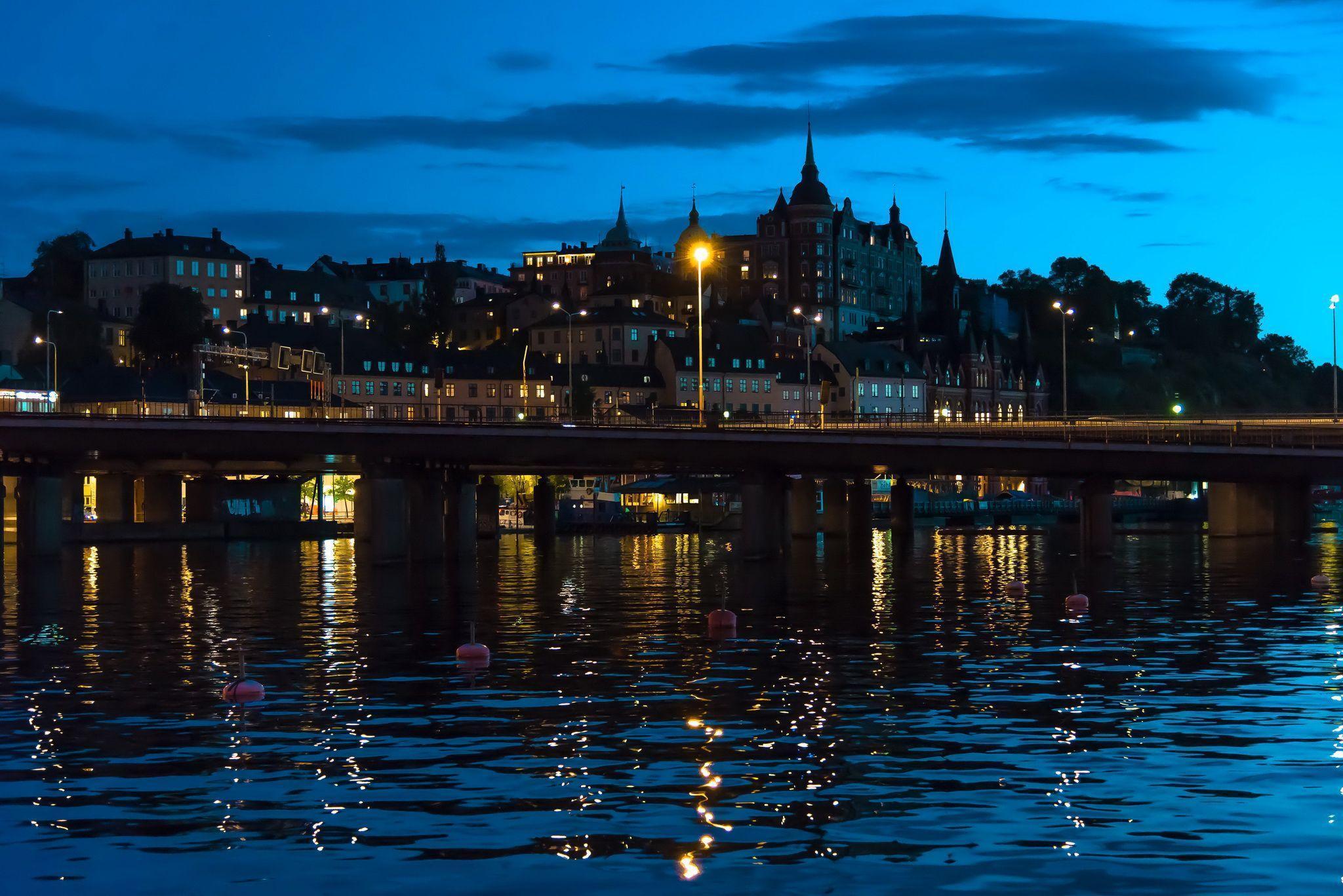 Wallpapers Stockholm Sweden Bridges Water Rivers night