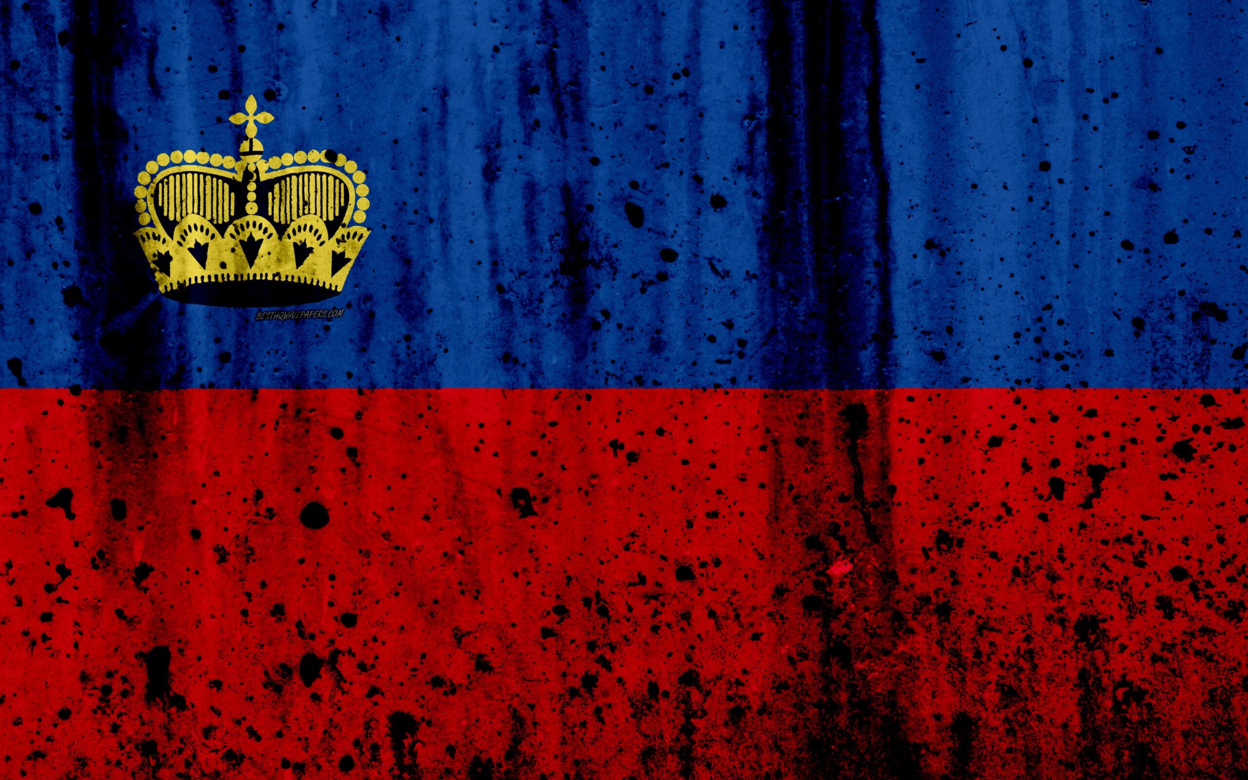 Download wallpapers Liechtenstein flag, 4k, grunge, flag of