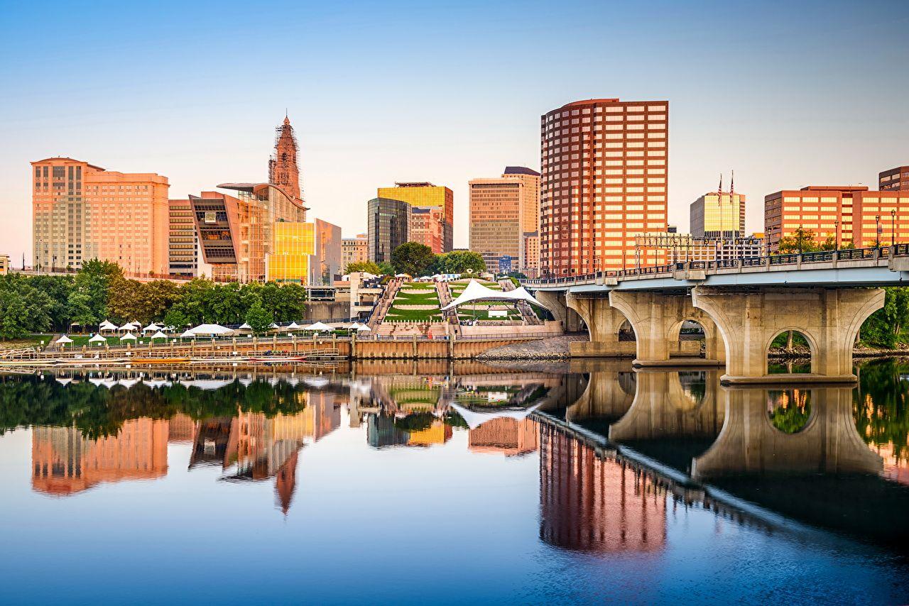 Photo USA Hartford Connecticut Bridges Rivers Cities Building