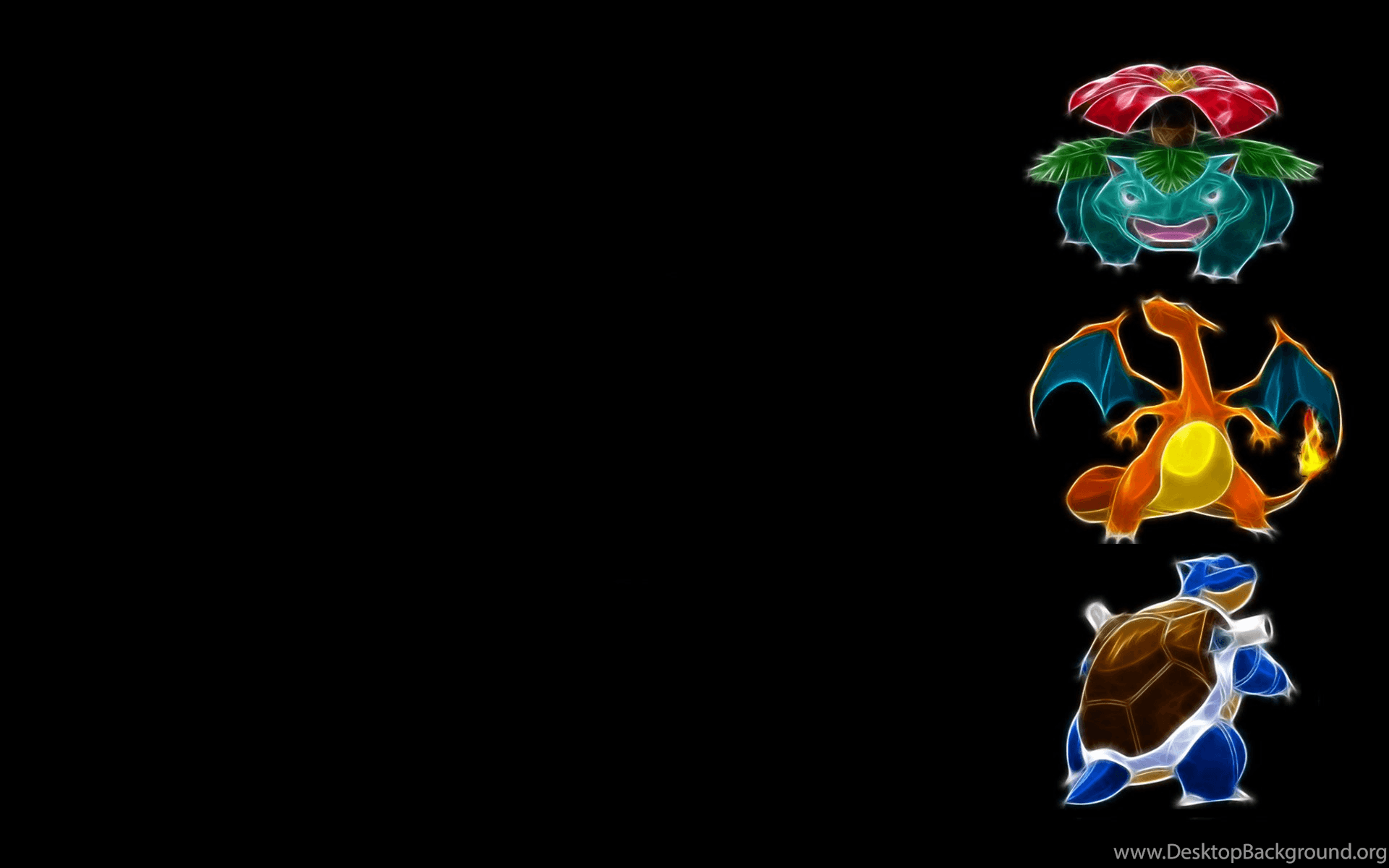 Pokemon Venusaur Blastoise Charizard Black Backgrounds Desktop