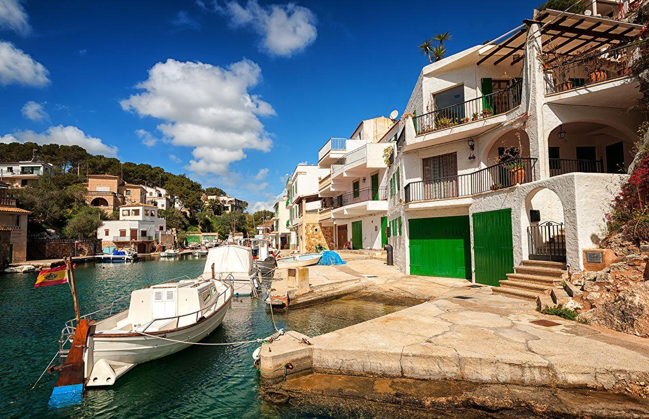 Wallpapers Majorca Mallorca Spain Spa town Cala Figuera Pier Boats