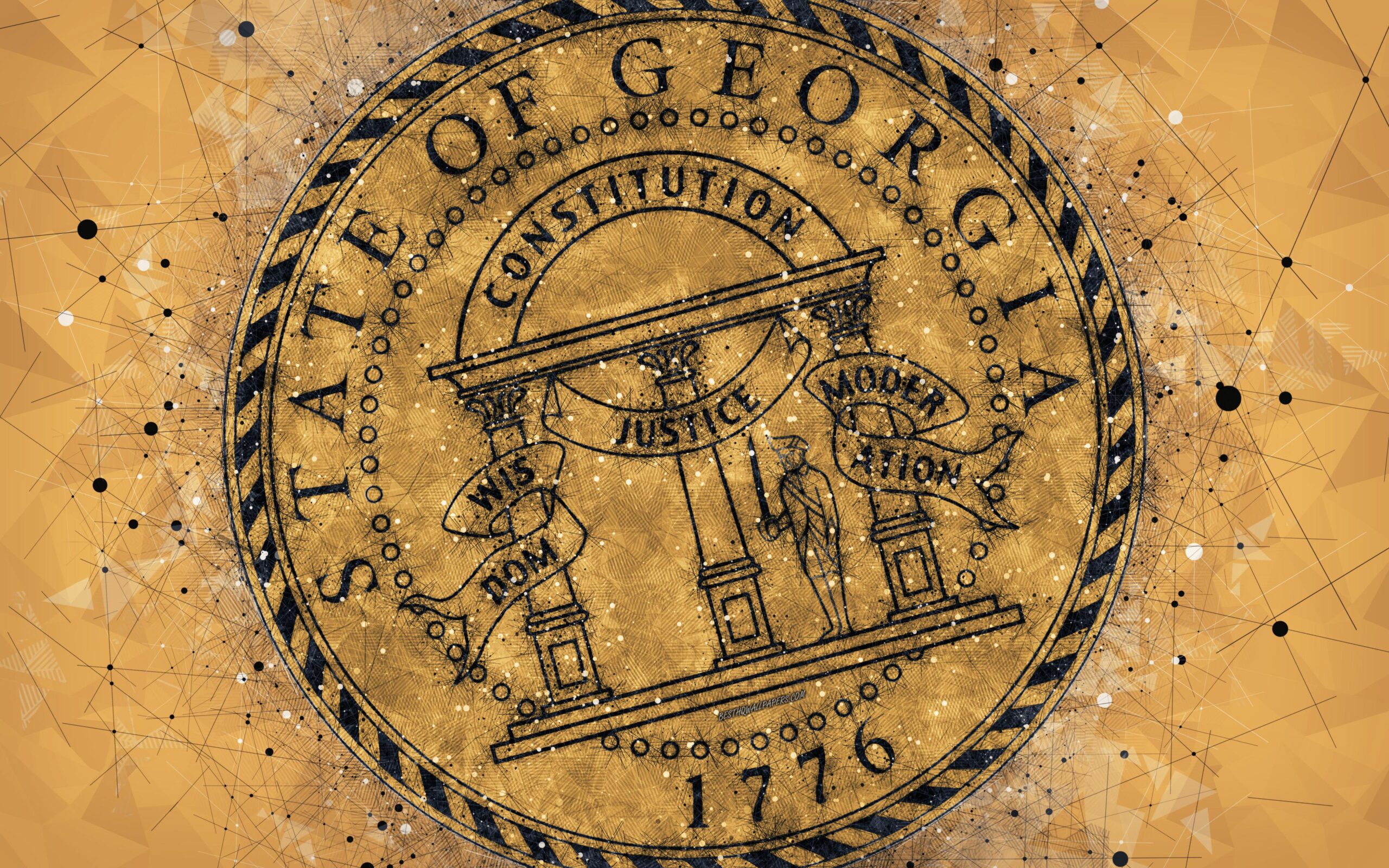 Download wallpapers Seal of Georgia, 4k, emblem, geometric art