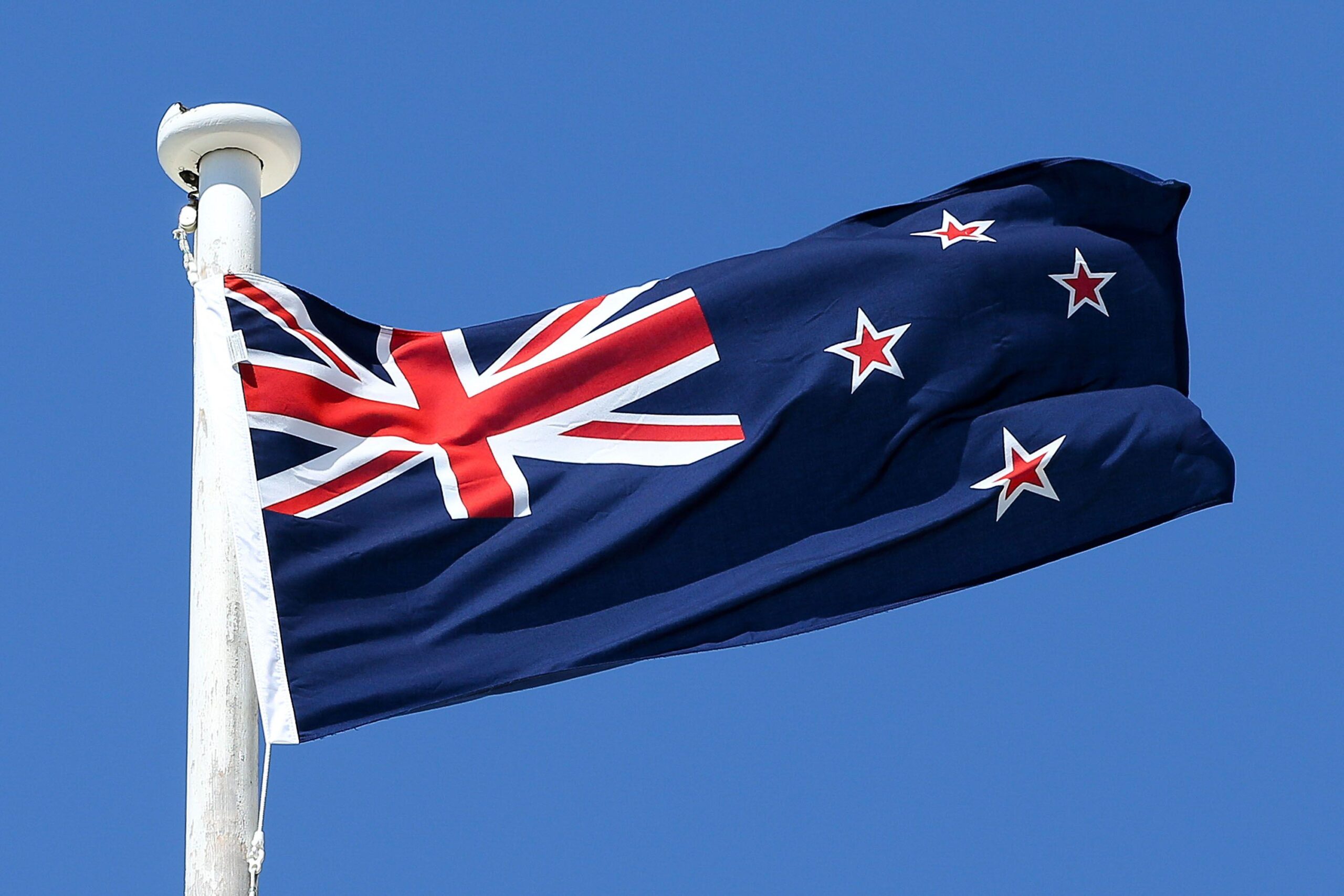 Newzealand National Flag Waving In Wind Hd Wallpapers Download