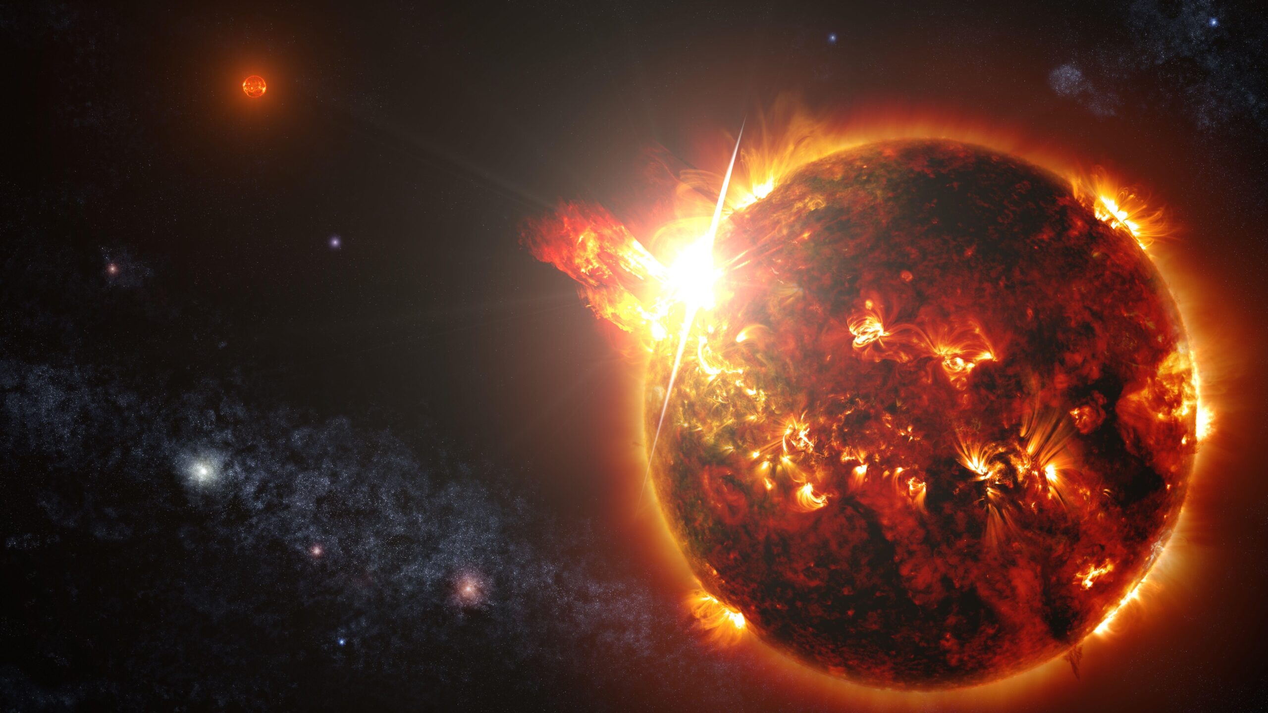 Wallpapers Dwarf star, Solar flares, Stellar explosions, 4K, 8K