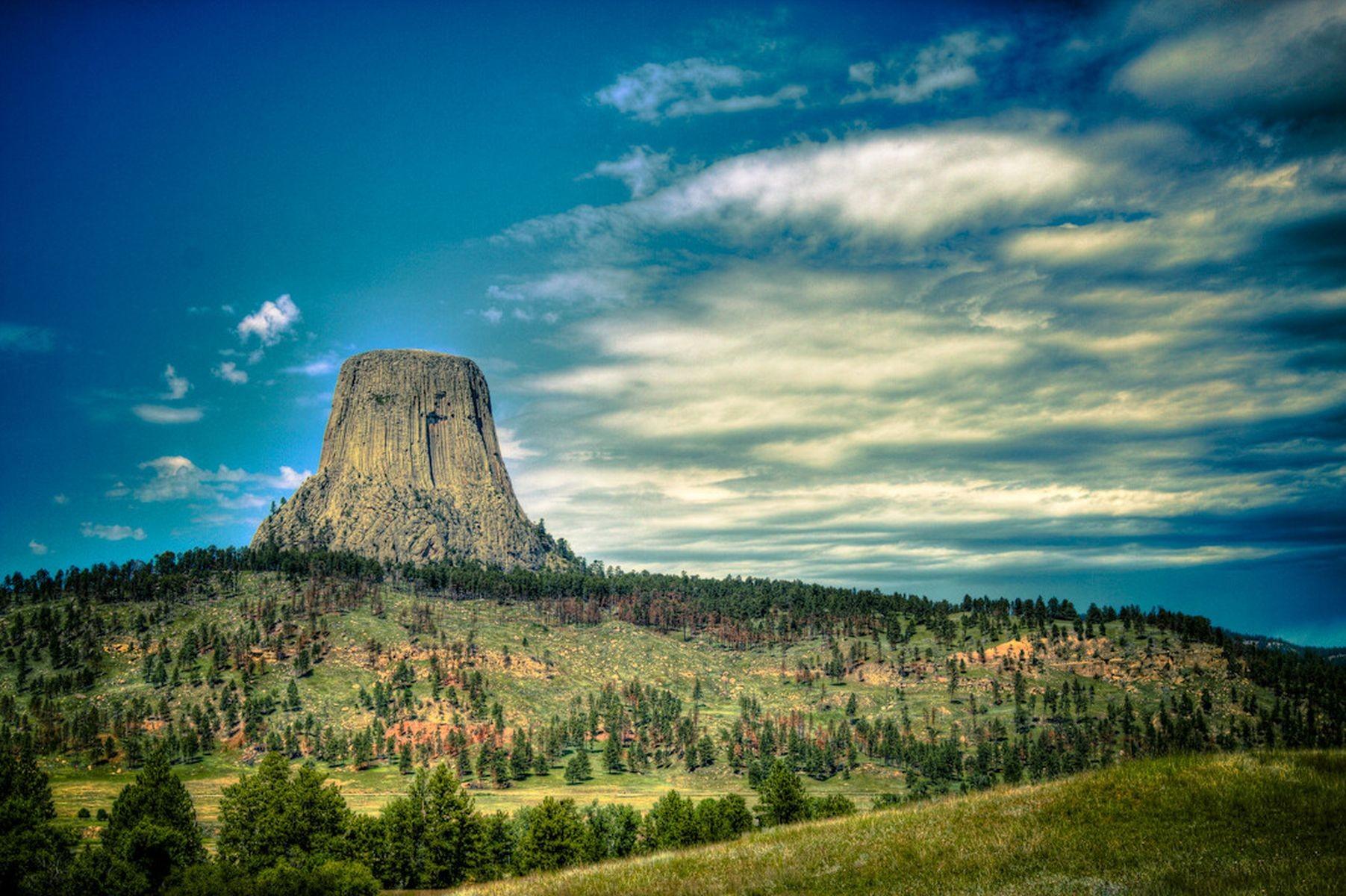 Mountains Devils Tower Wyoming Sunset Fun Nature Mountain Desert