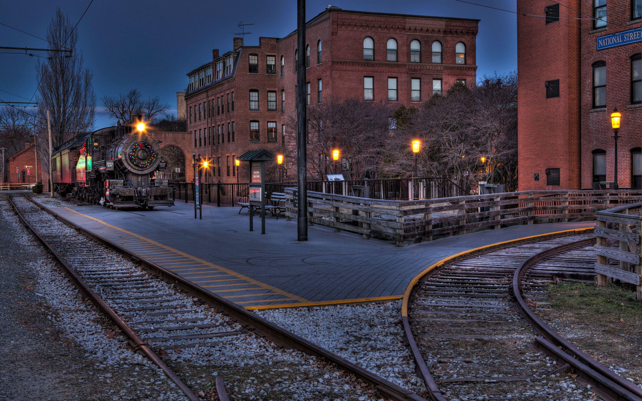 Boston locomotive railway city christmas h wallpapers