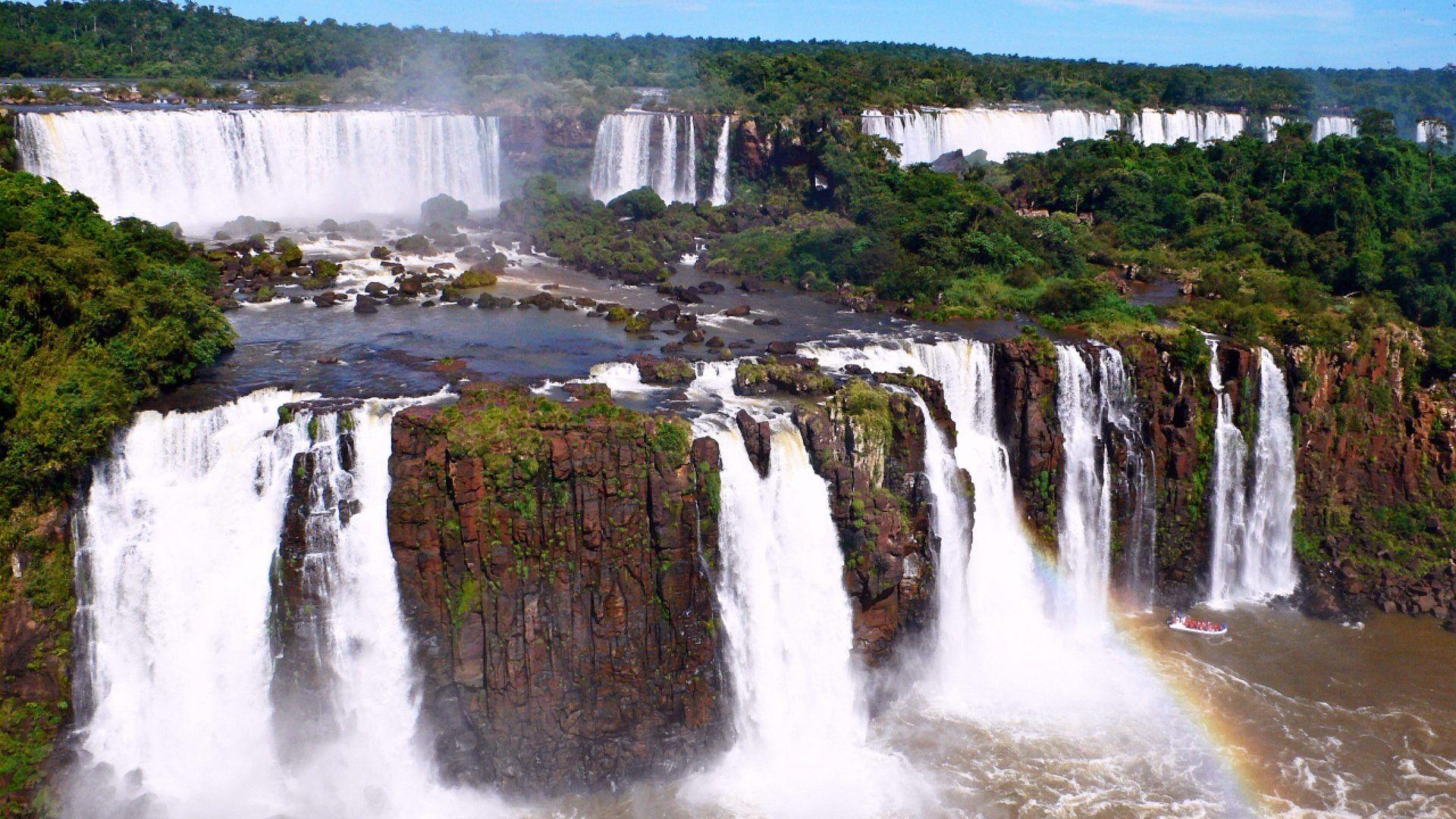 Iguazu Tag wallpapers: Majestic Iguazu Falls Brazil Side Palmtrees