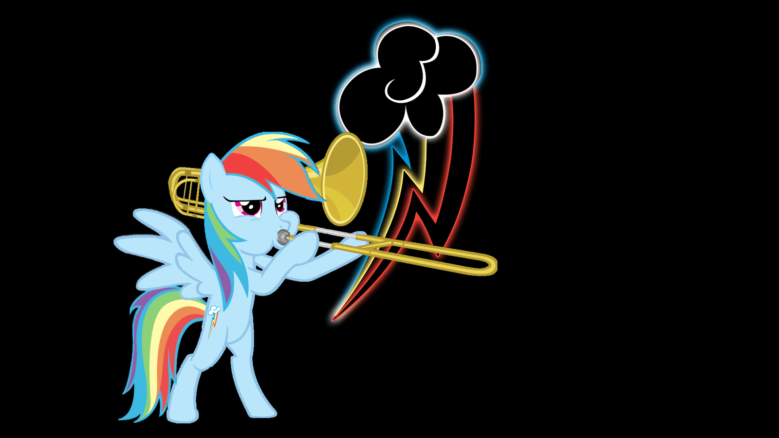 Rainbow Dash and a Bass Trombone by trombone1234