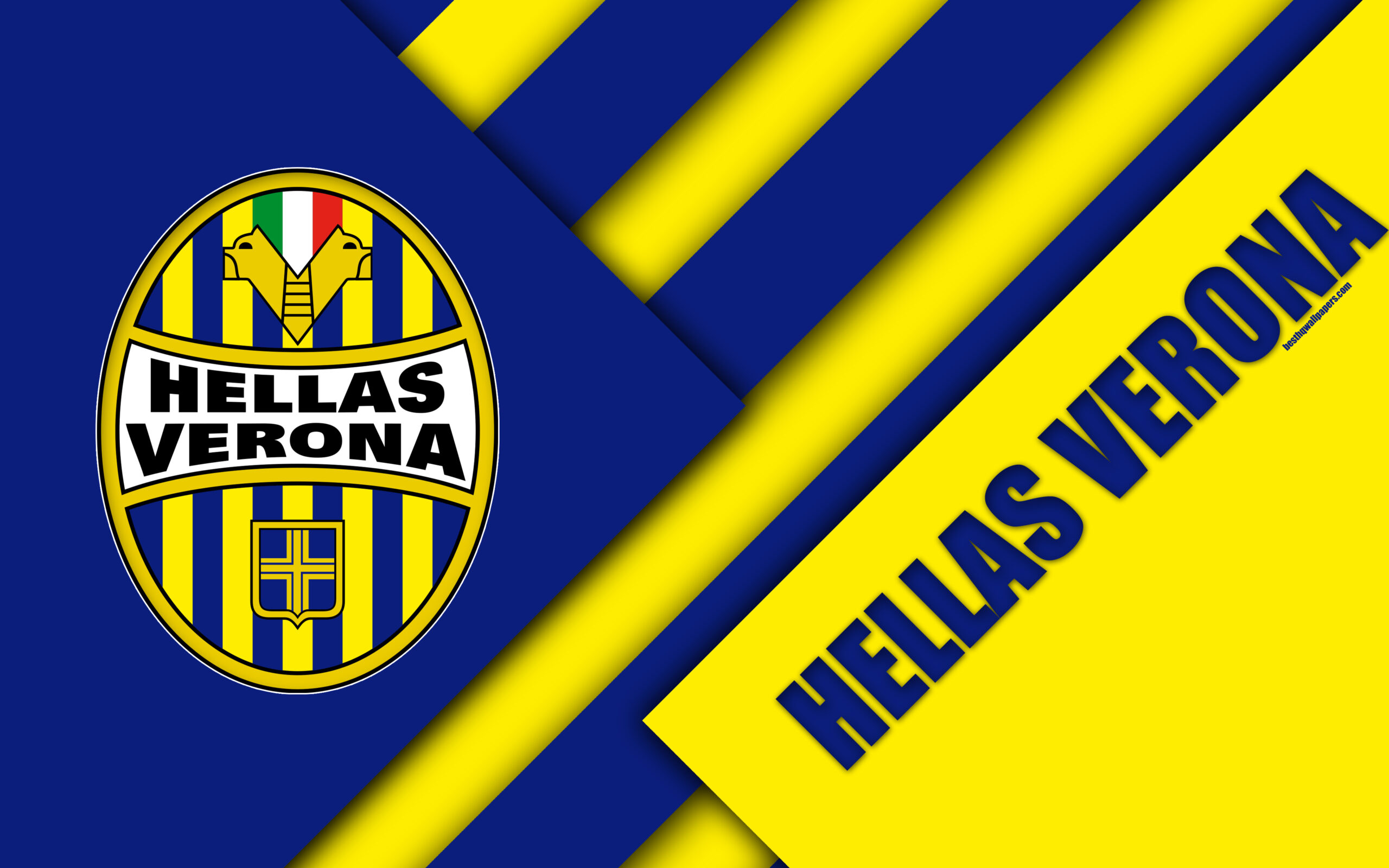 Download wallpapers Hellas Verona FC, logo, 4k, material design