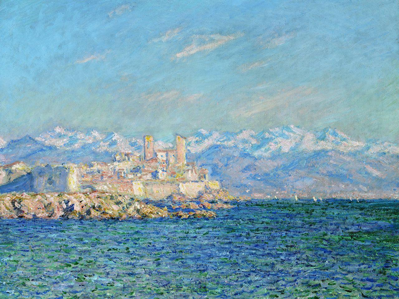 Wallpapers Claude Monet Antibes Sea Nature Mountains Pictorial art